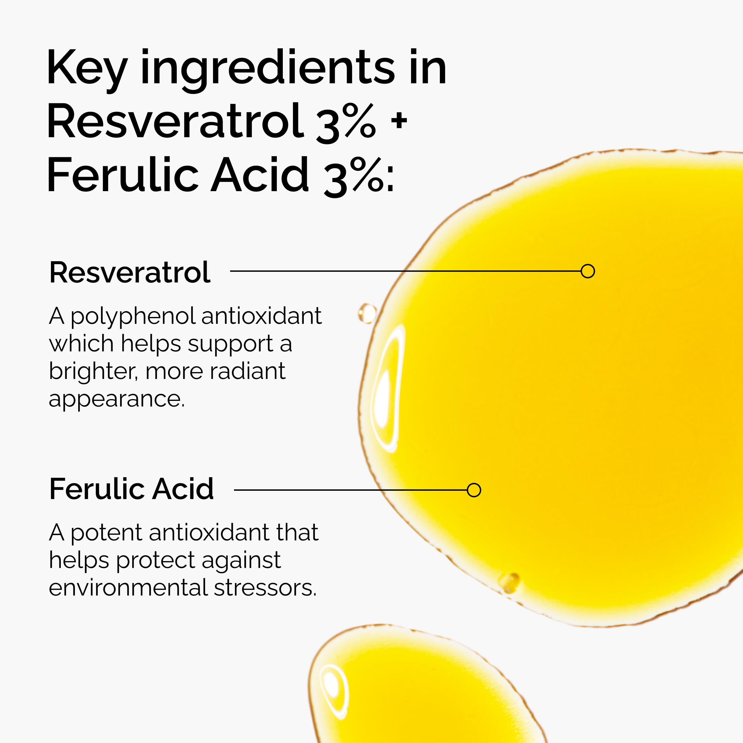 The Ordinary Resveratrol 3% + Ferulic Acid 3%, Antioxidant Serum for Anti-Aging, 1 Fl Oz