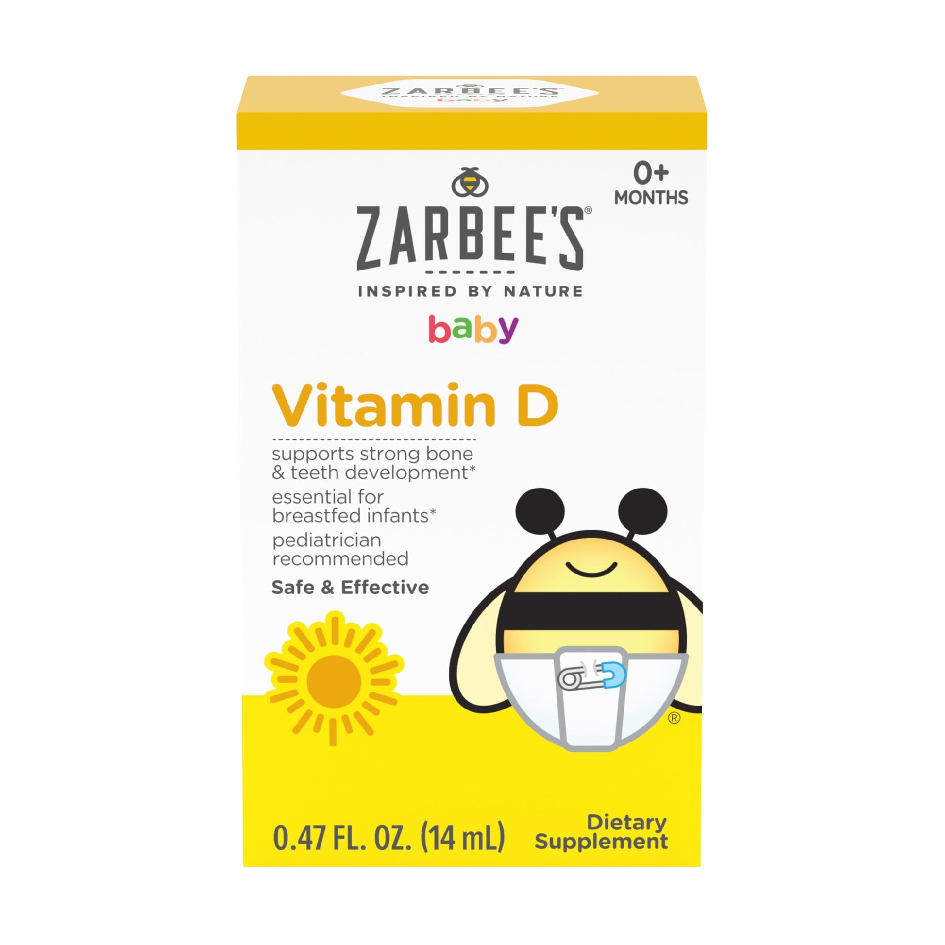 Zarbee's Vitamin D Drops for Infants, 400IU (10mcg) Baby & Toddler Liquid Supplement, Newborn & Up, Dropper Syringe Included, 0.47 Fl Oz Zarbee's buy supplements canada