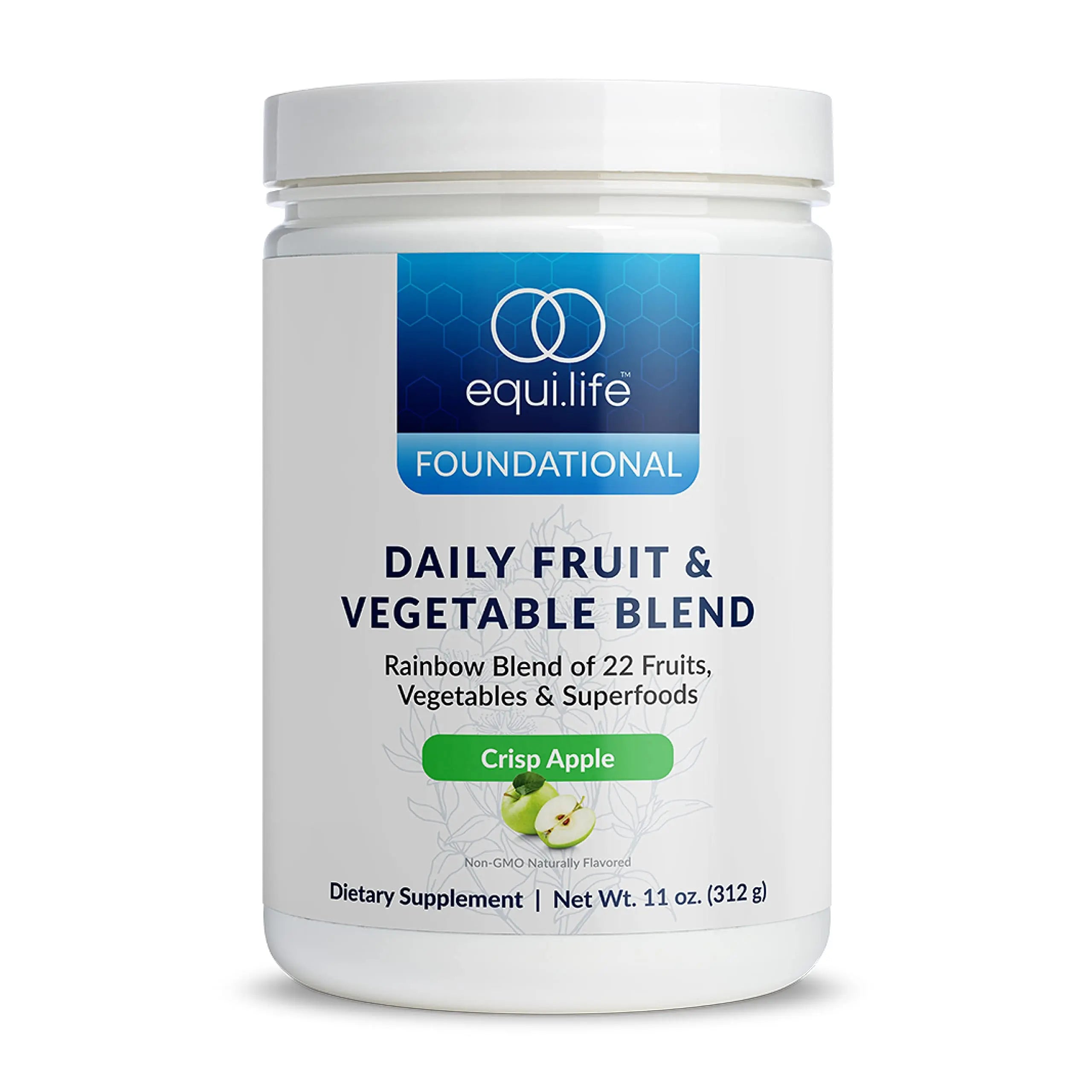 Equilife Daily Fruit & Vegetable Blend, Superfood Antioxidant Supplement, Crisp Apple Flavor with Vitamin C, Fiber, and 9 Essential Amino Acids, Supports Energy, Low Sugar, Vegan, 30 Servings Tub Equilife buy supplements canada