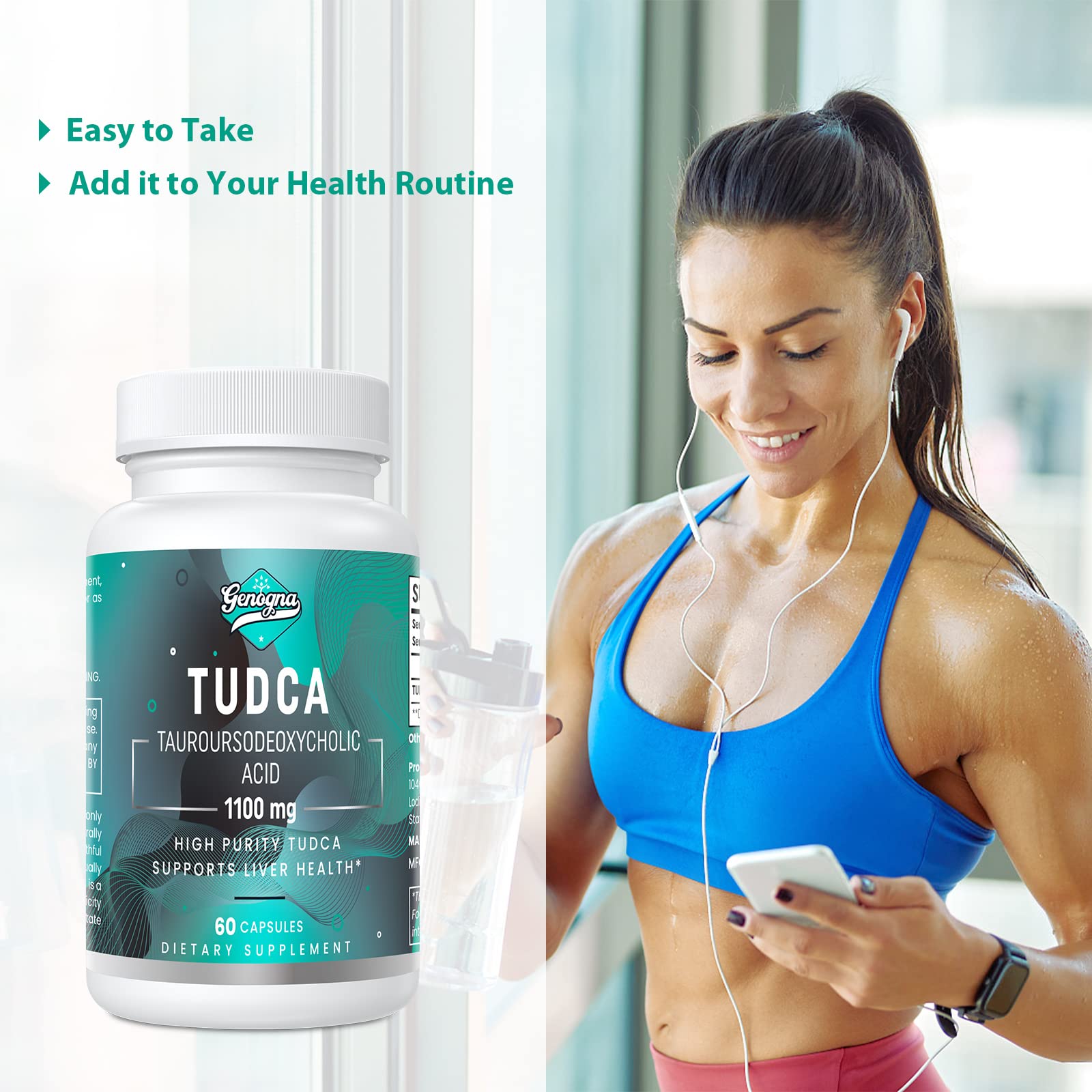 Genogna TUDCA 1100mg-Liver Support Supplement for Detox Cleanse, Water-Soluble Bile Genogna buy supplements canada