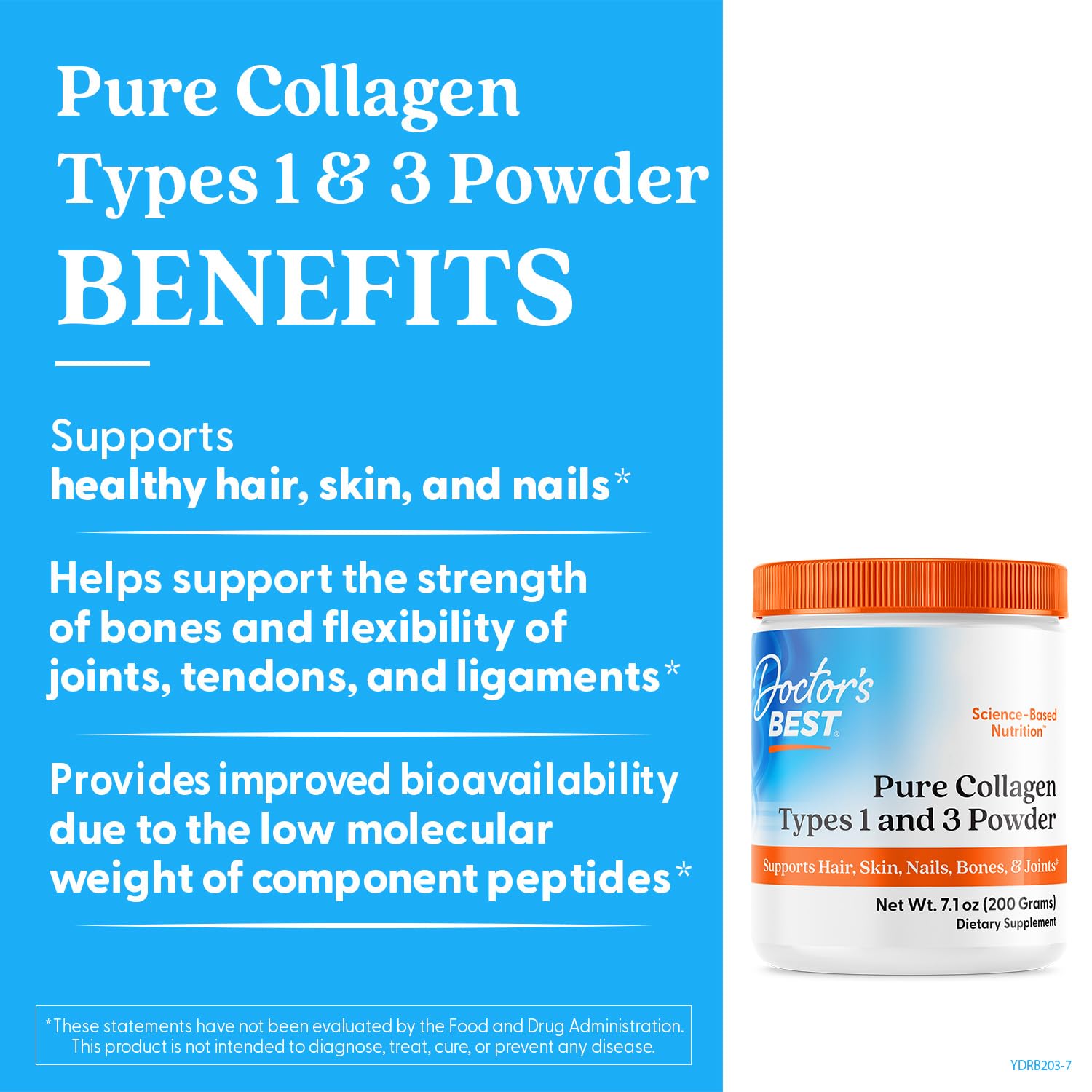 Doctor's Best Pure Collagen Types 1 & 3, Promotes Healthy Skin Hair & Nails – Bone & Joint Support, 7.1 Ounce (Pack of 1) Doctor's BEST buy supplements canada