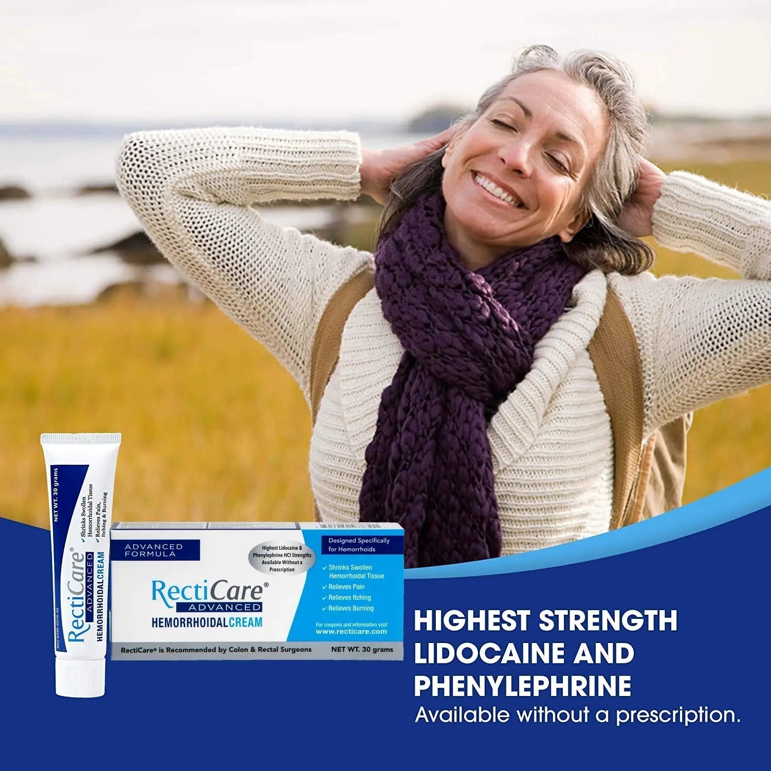 Recticare Advanced Hemorrhoidal Cream: Advanced Treatment to Shrink & Soothe Hemorrhoids - Itch, Pain, Burn Relief - 30g Hemorrhoidal Cream with Lidocaine Recticare buy supplements canada