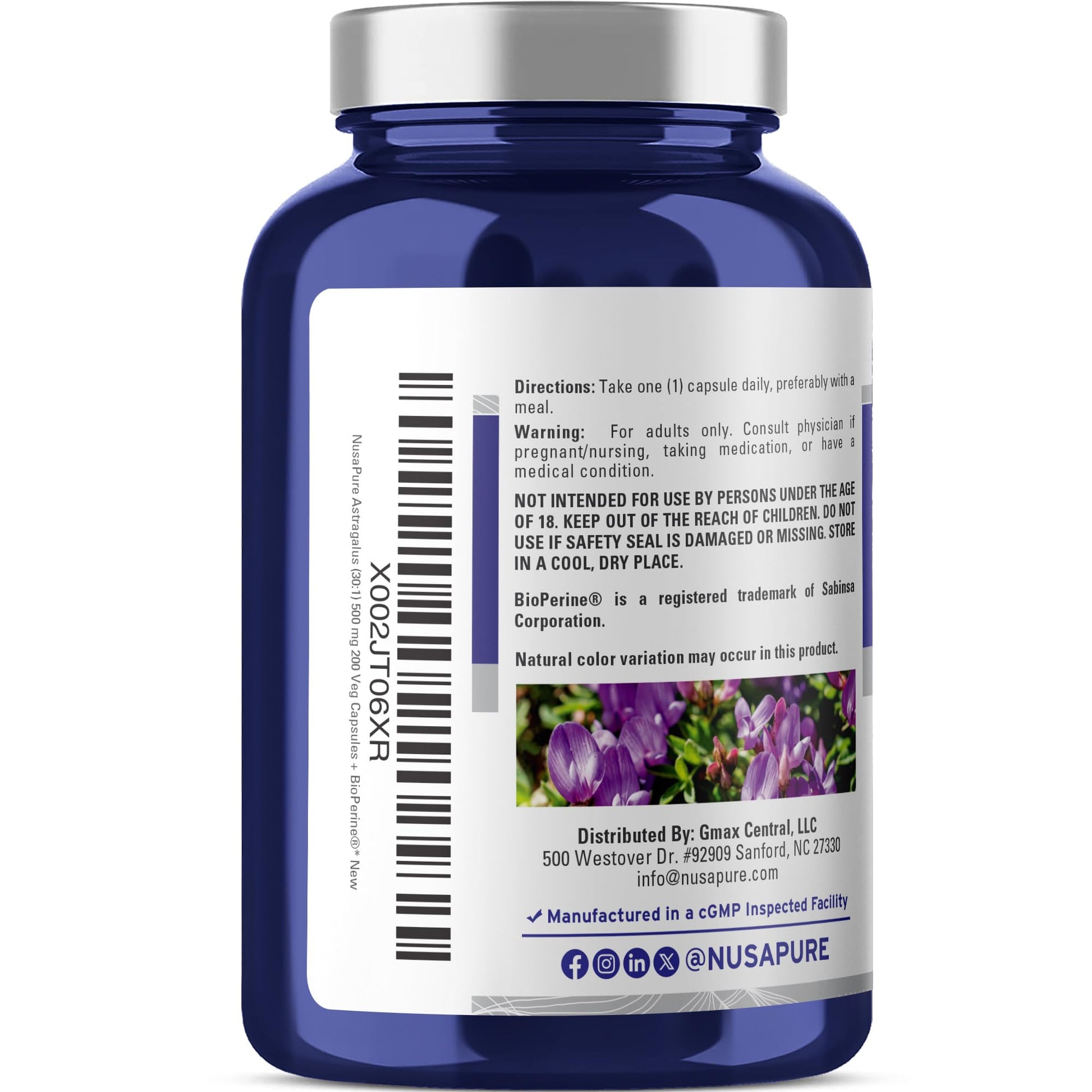 NusaPure Astragalus Root 30:1 Extract, 500 mg Equivalent to 15,000 mg 200 Veg Caps Suitable for Vegetarians and Vegans, Non-GMO NusaPure buy supplements canada