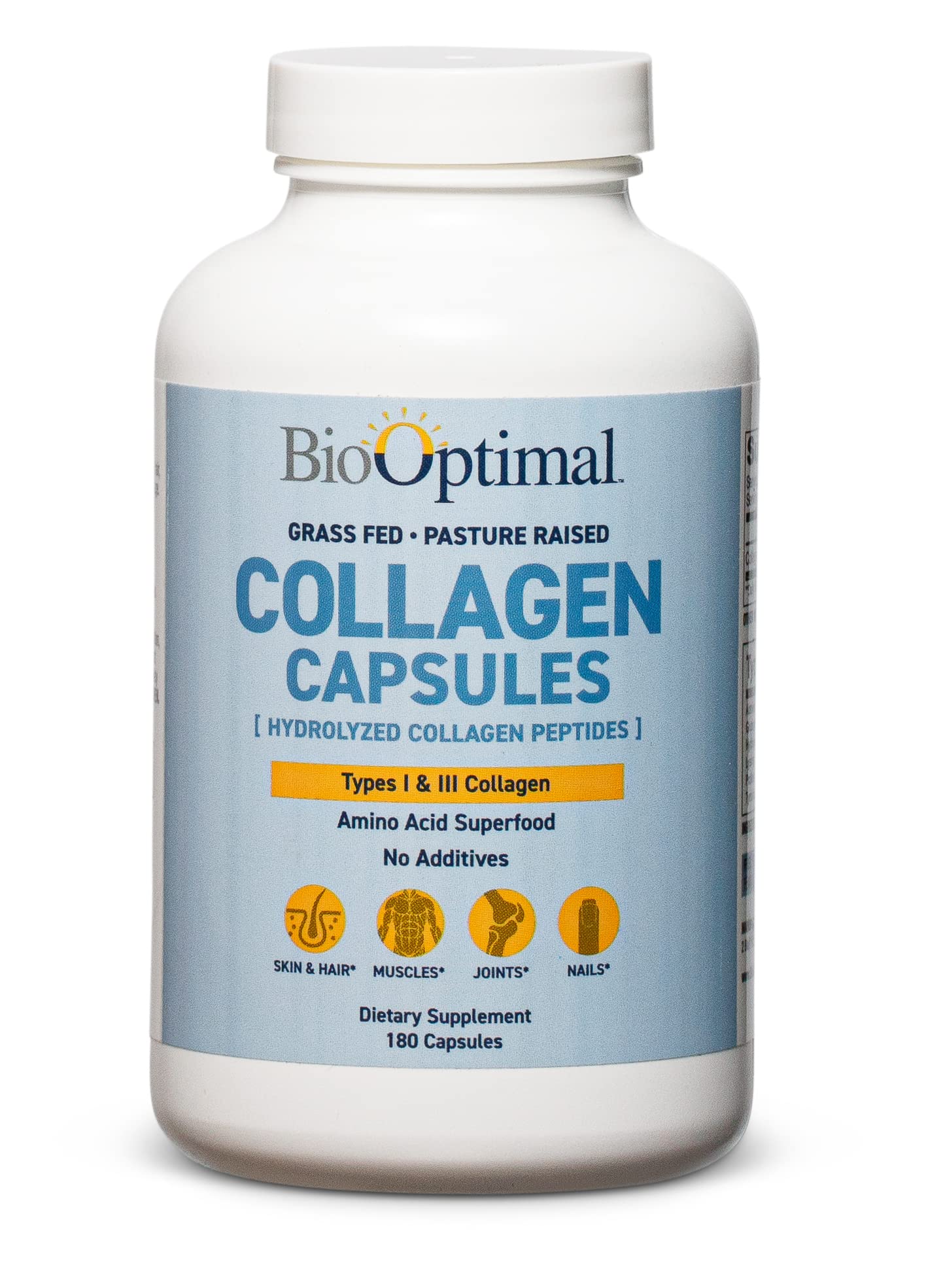 BioOptimal Collagen Peptides Capsules - Grass-Fed, Pasture-Raised Hydrolyzed Protein S]n-GMO, Zero Sugar Daily Pills for Men & Women (180 Capsules) BioOptimal buy supplements canada
