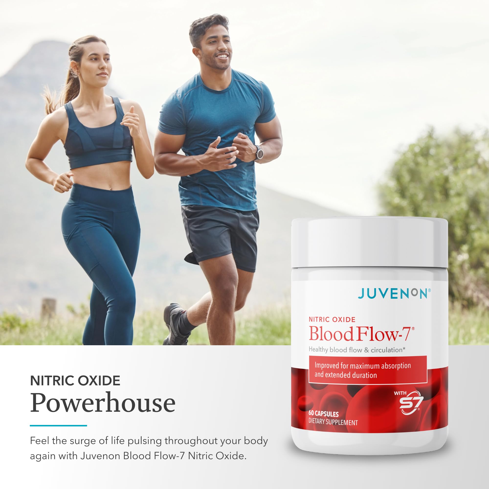 Juvenon BloodFlow-7 Nitric Oxide Supplements for Men & Women - Natural Nitric Oxide Booster with Nitrosigine® + S7® - Blood Flow & Circulation Support (1-Pack) Juvenon buy supplements canada