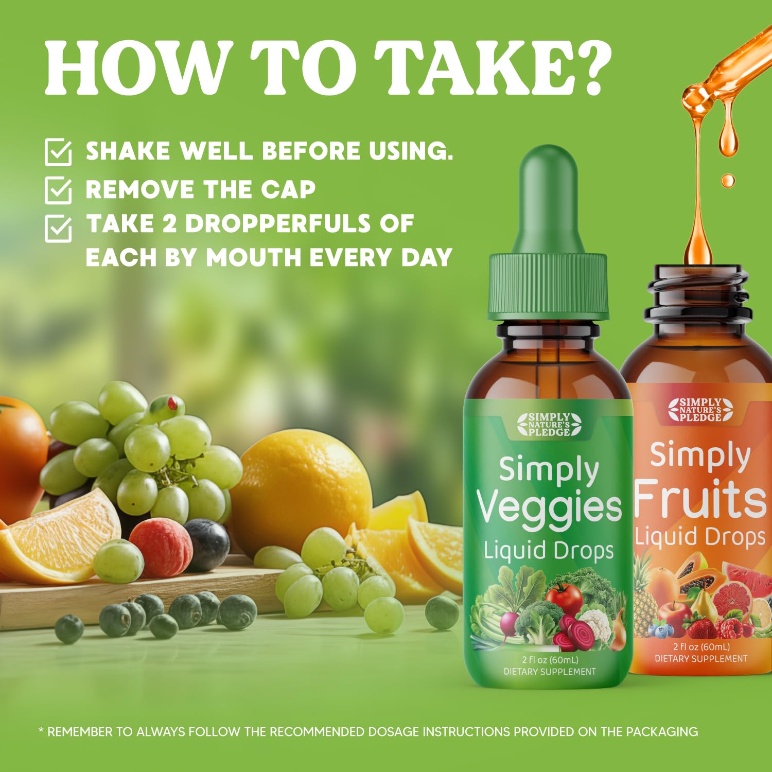 Simply Nature's Pledge - Fruit and Vegetable Supplements - Liquid Drops - Made with Whole Food Superfoods, Packed Vitamins & Minerals - Soy Free - Made in The USA Simply Nature's Pledge buy supplements canada