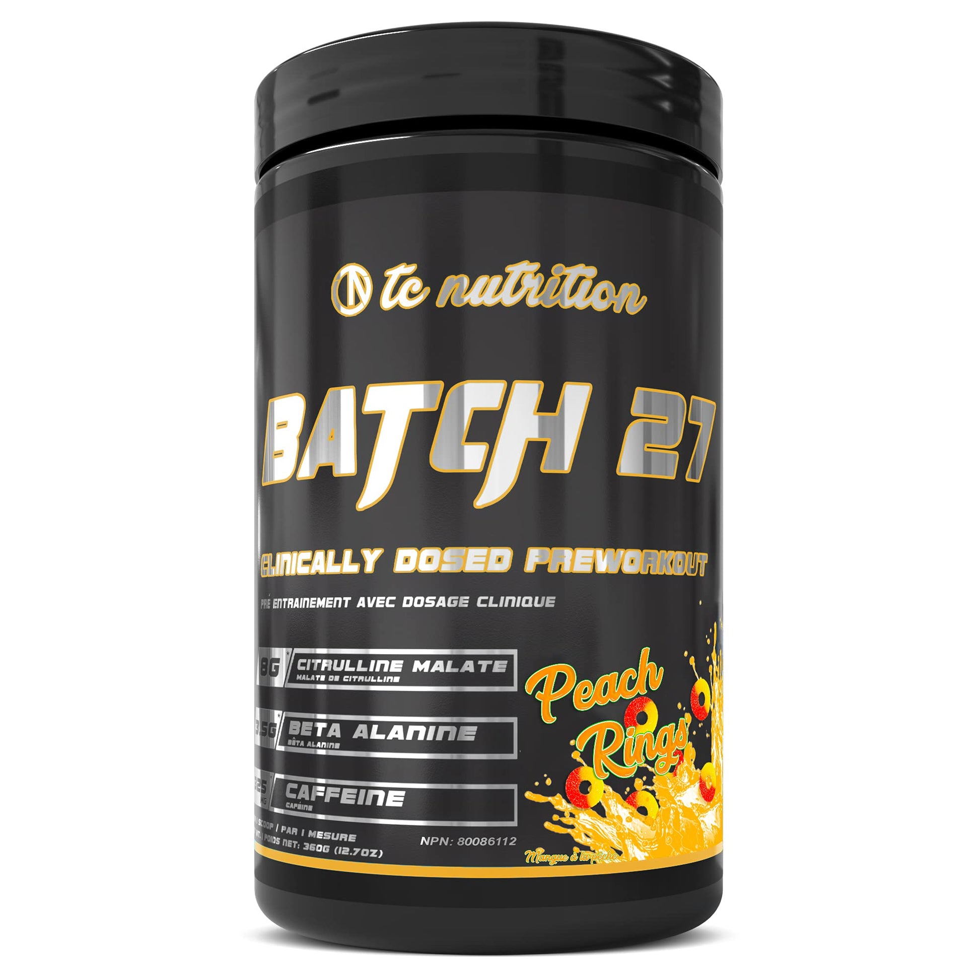 Batch 27 Pre Workout Powder - 8g Citrulline, 3.5g Beta Alanine, 2.5g Betaine, 325mg Caffeine TC Nutrition buy supplements canada