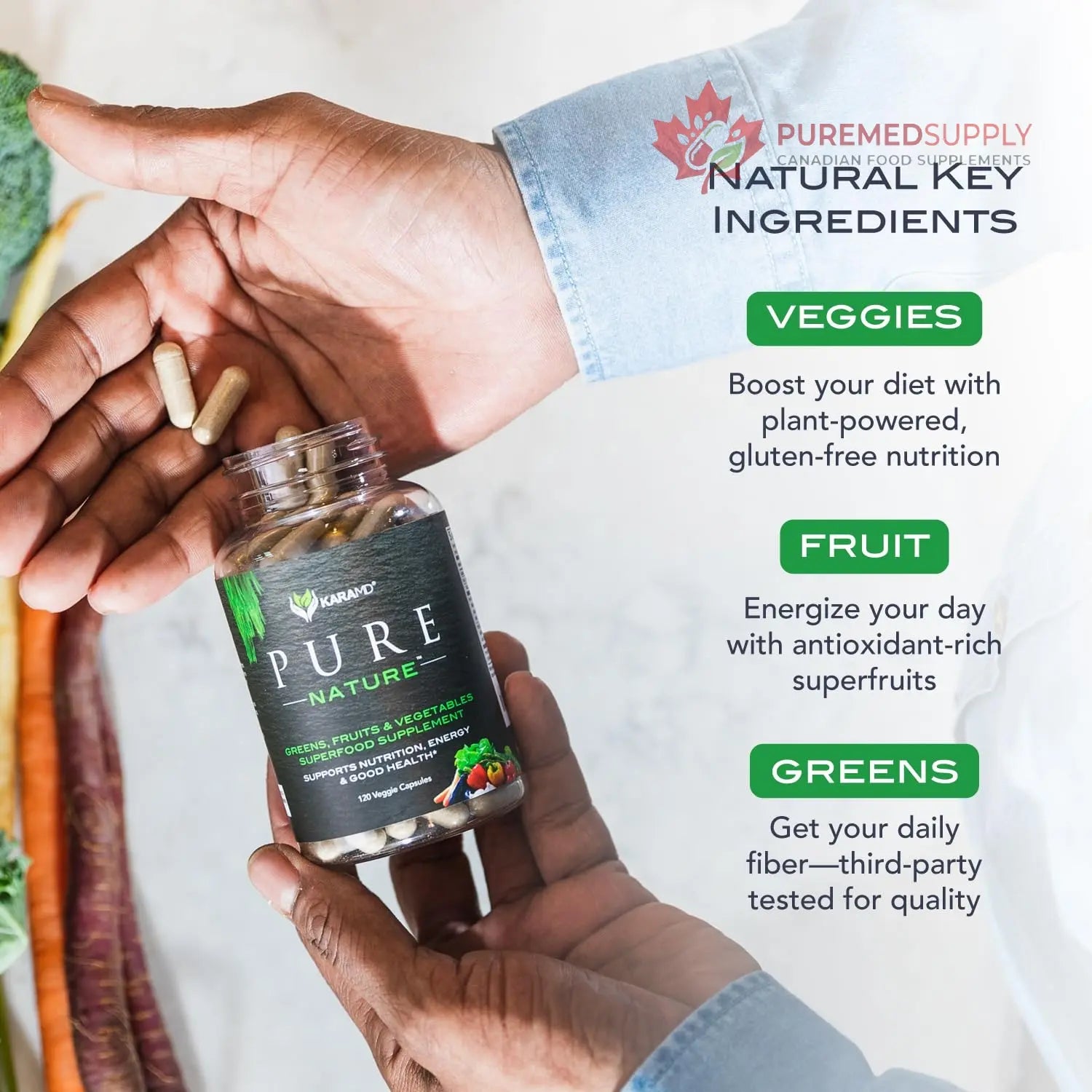 KaraMD Pure Nature Greens Whole Food Supplement & Revive Reds Polyphenol Energy Booster | Antioxidants, Shilajit & Enzymes | Vegan Friendly, Gluten Free, Non-GMO (30 Servings) KaraMD buy supplements canada