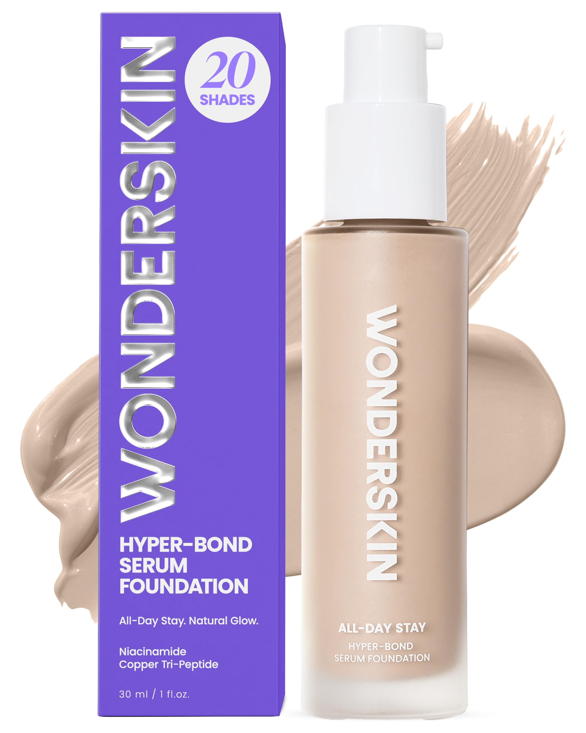 Wonderskin Hyper Bond All-Day Stay Serum Foundation – Waterproof, Transfer-Proof, 24HR Longwear Face Makeup with Niacinamide & Hyaluronic Acid – Lightweight, Natural Finish (Moonstone) Wonderskin buy supplements canada