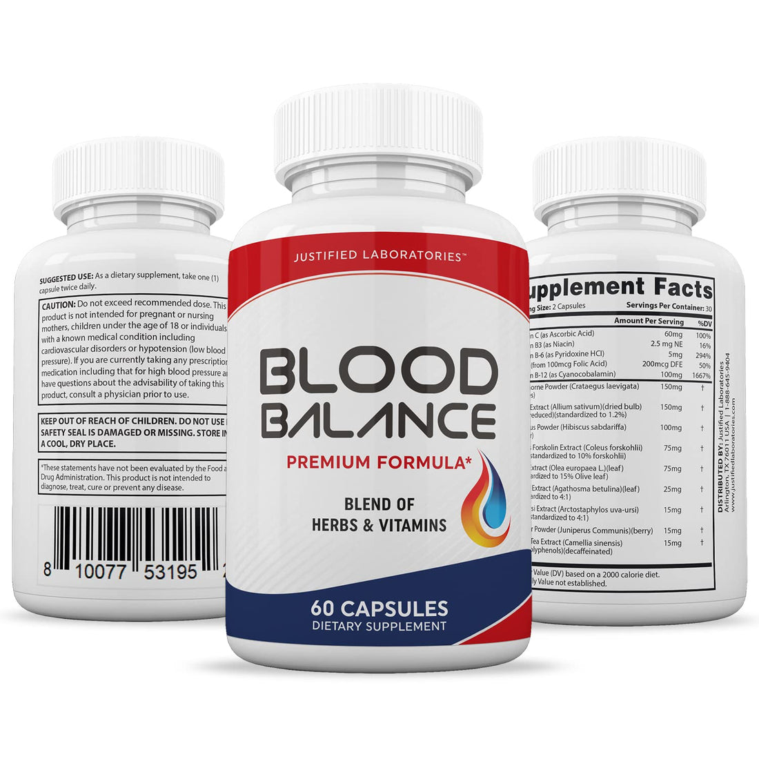 (3 Pack) Blood Balance Advanced Formula 620MG Supplement Pills 180 Capsules Justified Laboratories buy supplements canada