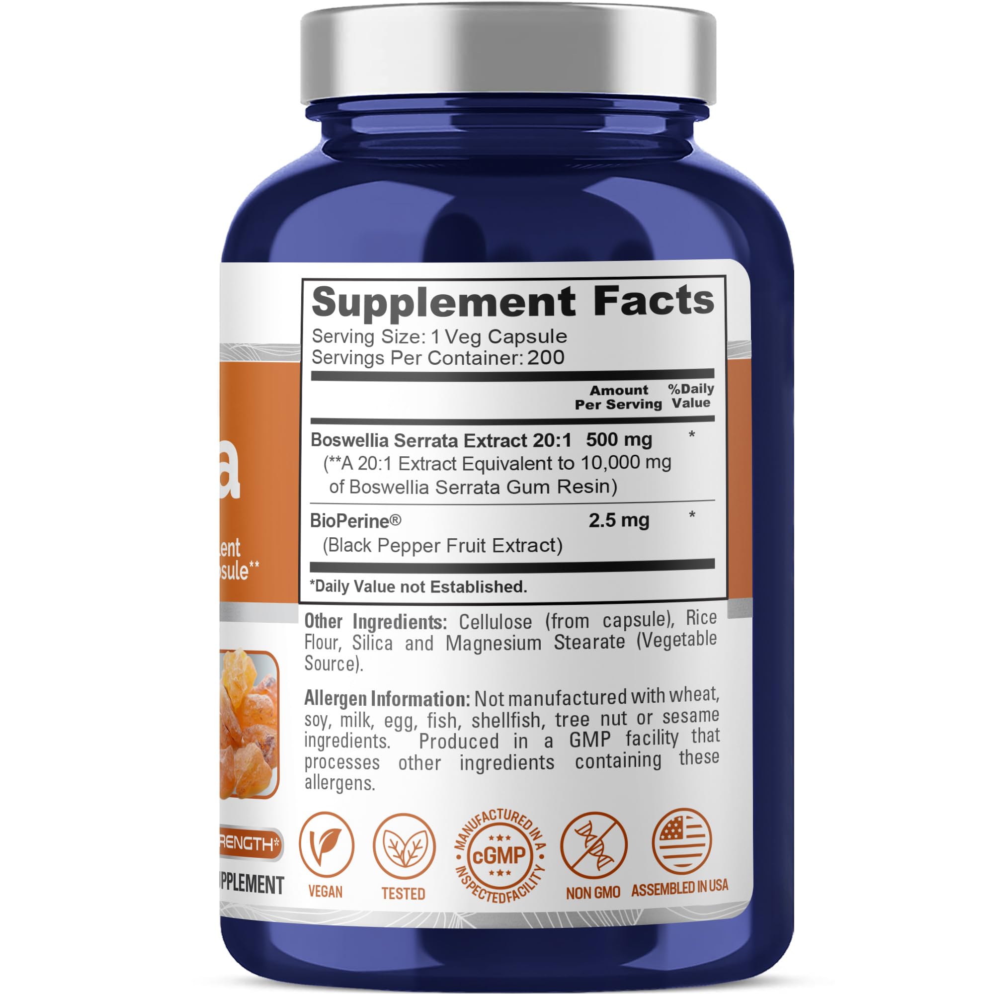 NusaPure Boswellia Serrata 10,000 mg Per Veggie Caps 200 Count (Ext. 20:1, Non-GMO, Vegan, Bioperine) Ayurvedic Herb: Indian Olibanum, Frankincense NusaPure buy supplements canada