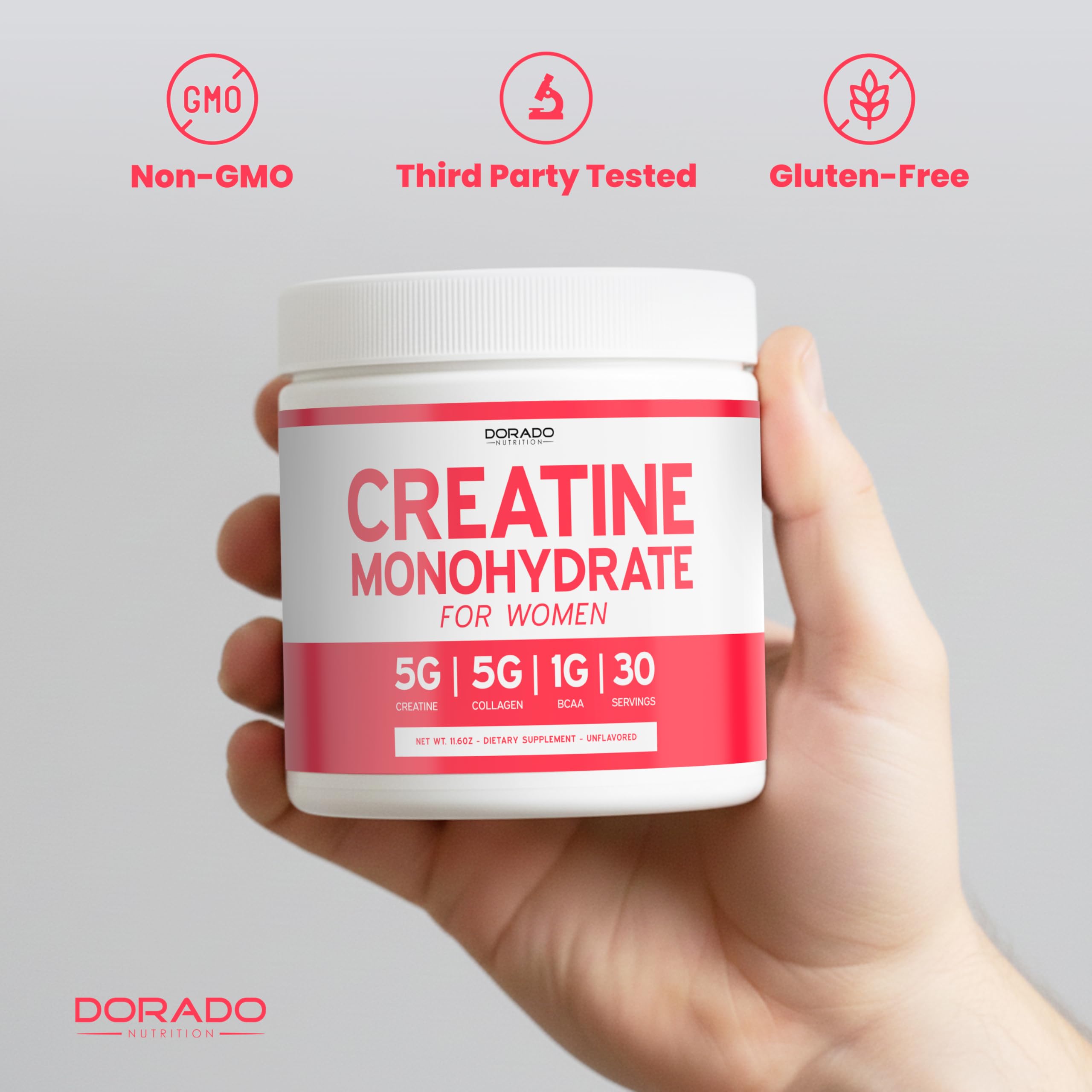 Creatine for Women | Creatine Monohydrate Powder 5G + 5000mg Collagen + 1000mg BCAA 2:1:1 Powder (30 Serving) Support Glutes, Lean Muscles, Recovery, Energy & Stamina Non-GMO, Gluten Free - USA Made DORADO NUTRITION buy supplements canada
