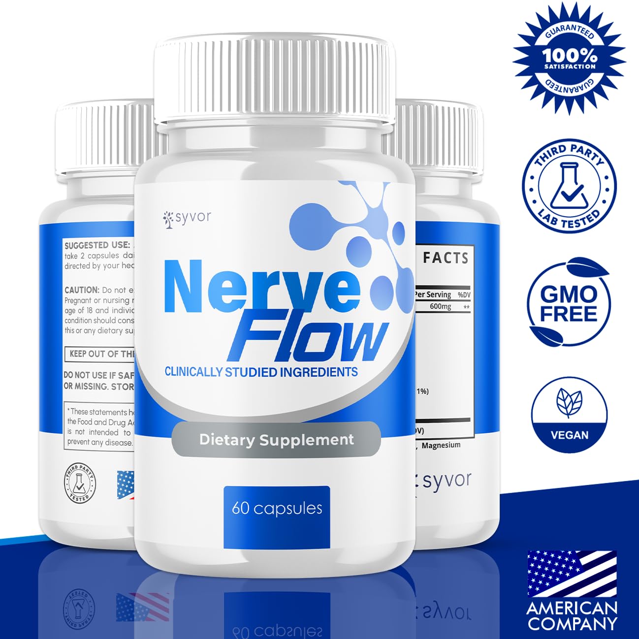 (3 Pack) Nerve Flow Capsules, Official Nerve Flow Pills Made with All Natural Ingredients, Maximum Strength NerveFlow Sciatic Support Supplement with Advanced Vitamins for Women & Men (180 Capsules) Syvor buy supplements canada