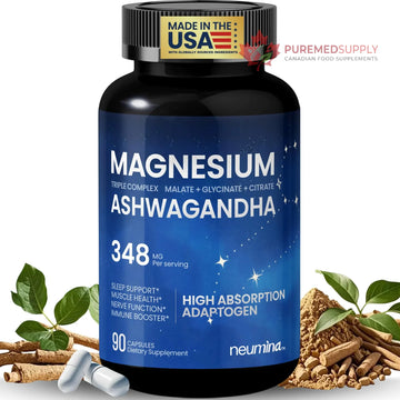 Magnesium Ashwagandha Complex | High-Absorption Multi Magnesium Supports Stress Relief, Sleep, Muscle & Heart Health | Vegan, Non-GMO, Gluten-Free, Made in USA, 90 Capsules((45-Day Supply) NEUMINA buy supplements canada