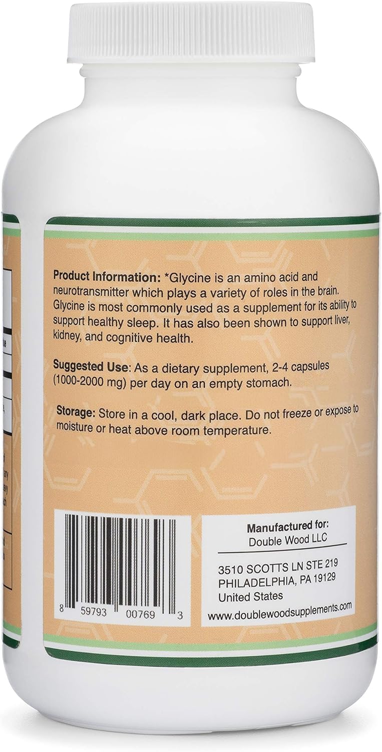 Glycine Supplement - 1,000mg Glycine Powder per Serving (300 Capsules) The Relaxing Amino Acid (Glicina) (Third Party Tested, Gluten Free, Non-GMO) by Double Wood Double Wood Supplements buy supplements canada