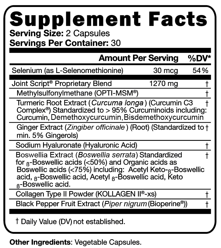 Suzy Cohen Joint Script Joint Support Supplement with Hyaluronic Acid, C3 Curcumin Turmeric Extract, MSM, Collagen Peptides, Ginger, and Boswellia for Maximum Flexibility, Tendon and Cartilage Health Script Essentials buy supplements canada