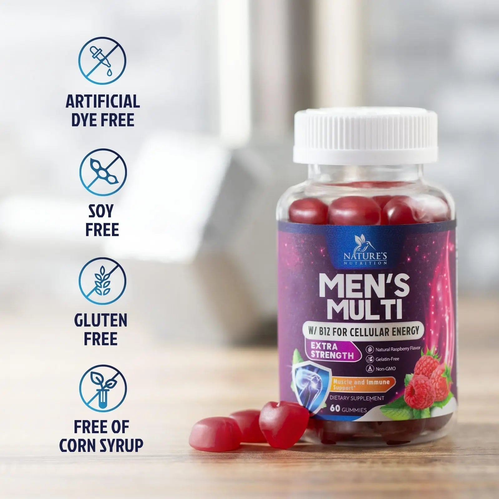Multivitamin for Men - Complete Daily Mens Multivitamin Gummies with Vitamin D, B Vitamins, Zinc & More - Energy, Memory, Focus & Immune Health Support Nature's Nutrition buy supplements canada