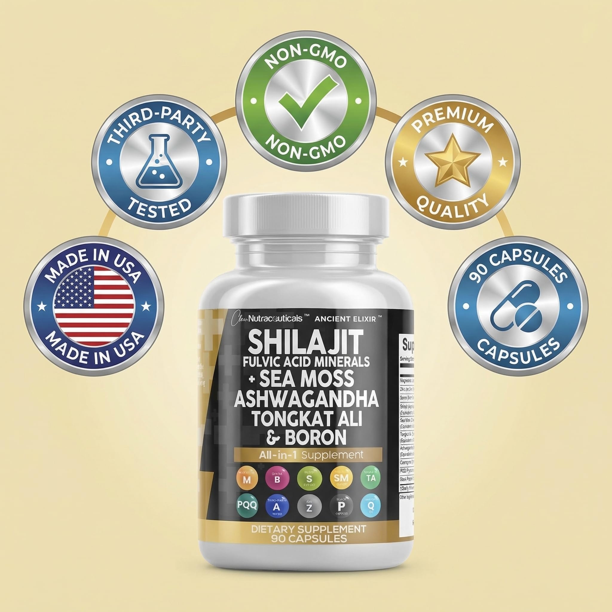 Clean Nutraceuticals Shilajit Supplement for Men with Sea Moss, Tongkat Ali, Ashwagandha, Boron, Zinc, CoQ10, PQQ - Fulvic Acid Capsules - Energy Support - 90 Count - Resin, Gummy & Powder Alternative Clean Nutraceuticals buy supplements canada