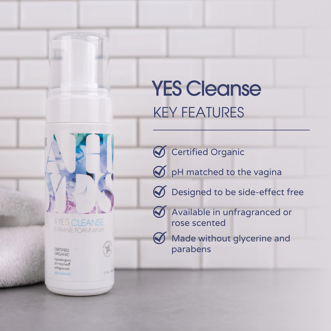 AH! YES CLEANSE Gentle, Organic Foaming Feminine Wash- Unfragranced, pH Matched Vaginal Wash AH! YES buy supplements canada