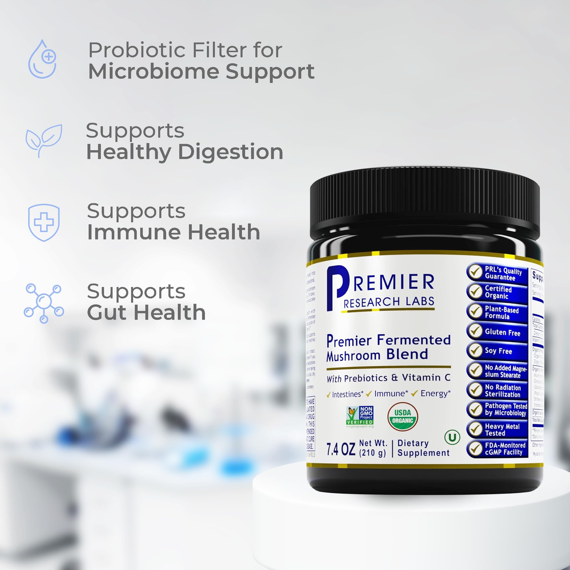 Premier Research Labs Premier Fermented Mushroom Blend - Reishi Mushroom Powder, Mushroom Extract for Drinks, Coffee, Mushroom Complex with Turkey Tail, Cordyceps for Immune & Gut Health - 7.4 oz Premier Research Labs buy supplements canada
