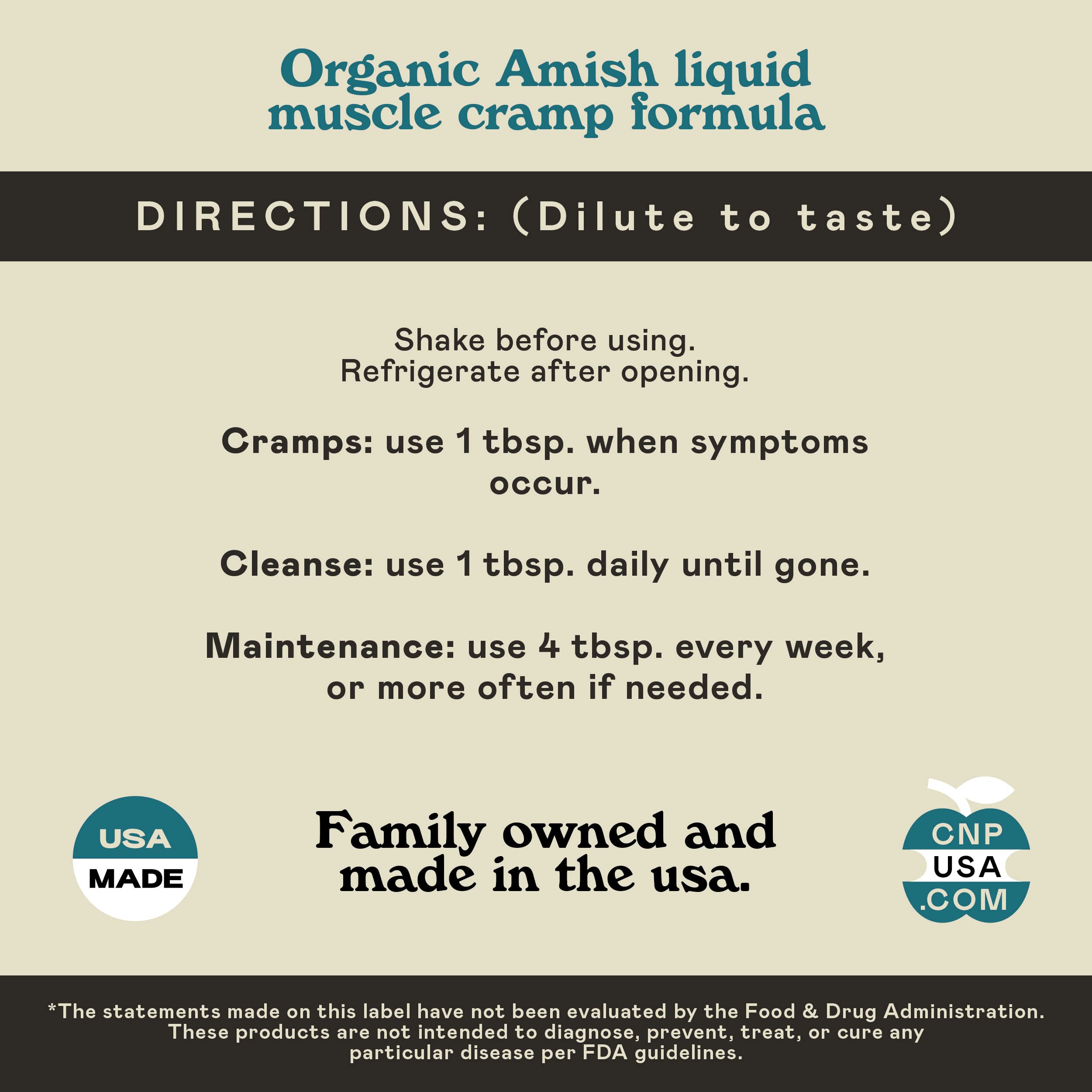 Organic Amish Leg Cramp Relief Liquid 16oz - Natural Muscle and Foot Support Supplement with Apple Cider Vinegar, Ginger, Garlic, Aloe, Fast Cramp Reducing Formula, Certified Organic, Made in USA Complete Natural Products buy supplements canada