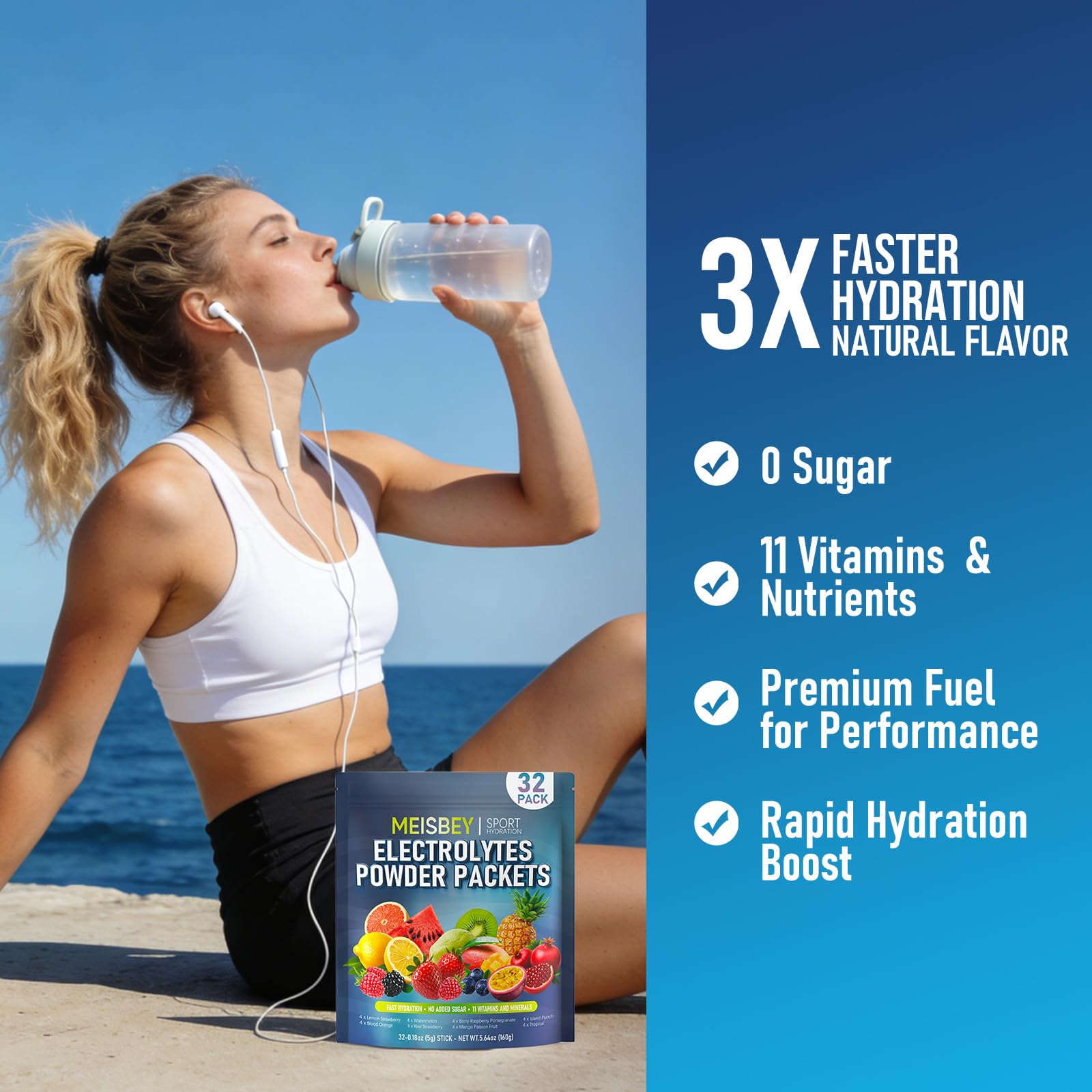 Meisbey Electrolyte Powder Packets – 32 Sticks Sugar Free Hydration Packets, Liquid Daily IV Electrolyte Hydration Powdered Drink Mix with Vitamins & Minerals, Keto Friendly, Vegan, Non-GMO Meisbey buy supplements canada