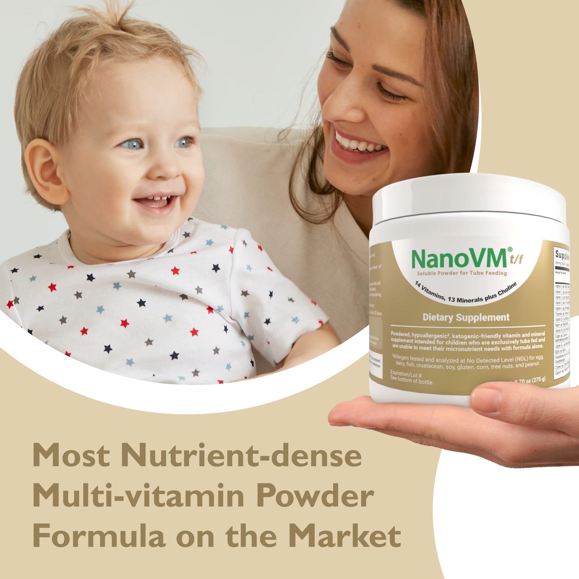 NanoVM t/f, Dietary Supplement for Tube Feeding, Allergen-Free Kids Multivitamin, Unflavored Vitamin Powder with 14 Vitamins & 13 Minerals, Low-Carb Kids Vitamins, 275g - Solace Nutrition NanoVM buy supplements canada