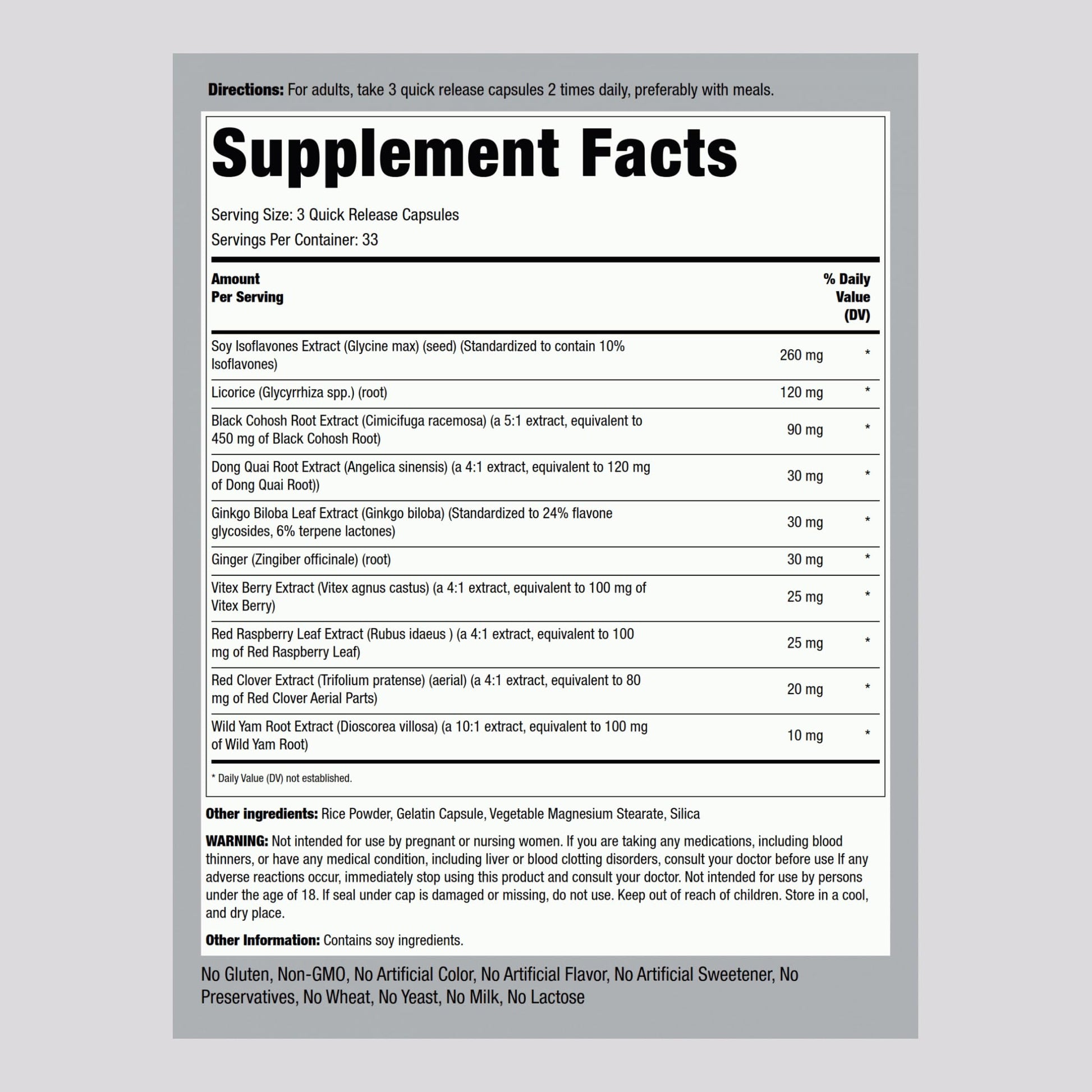Piping Rock Menopause Ease Supplement | 100 Capsules | Advanced Support for Women | with Black Cohosh and Wild Yam | Non-GMO, Gluten Free Piping Rock buy supplements canada