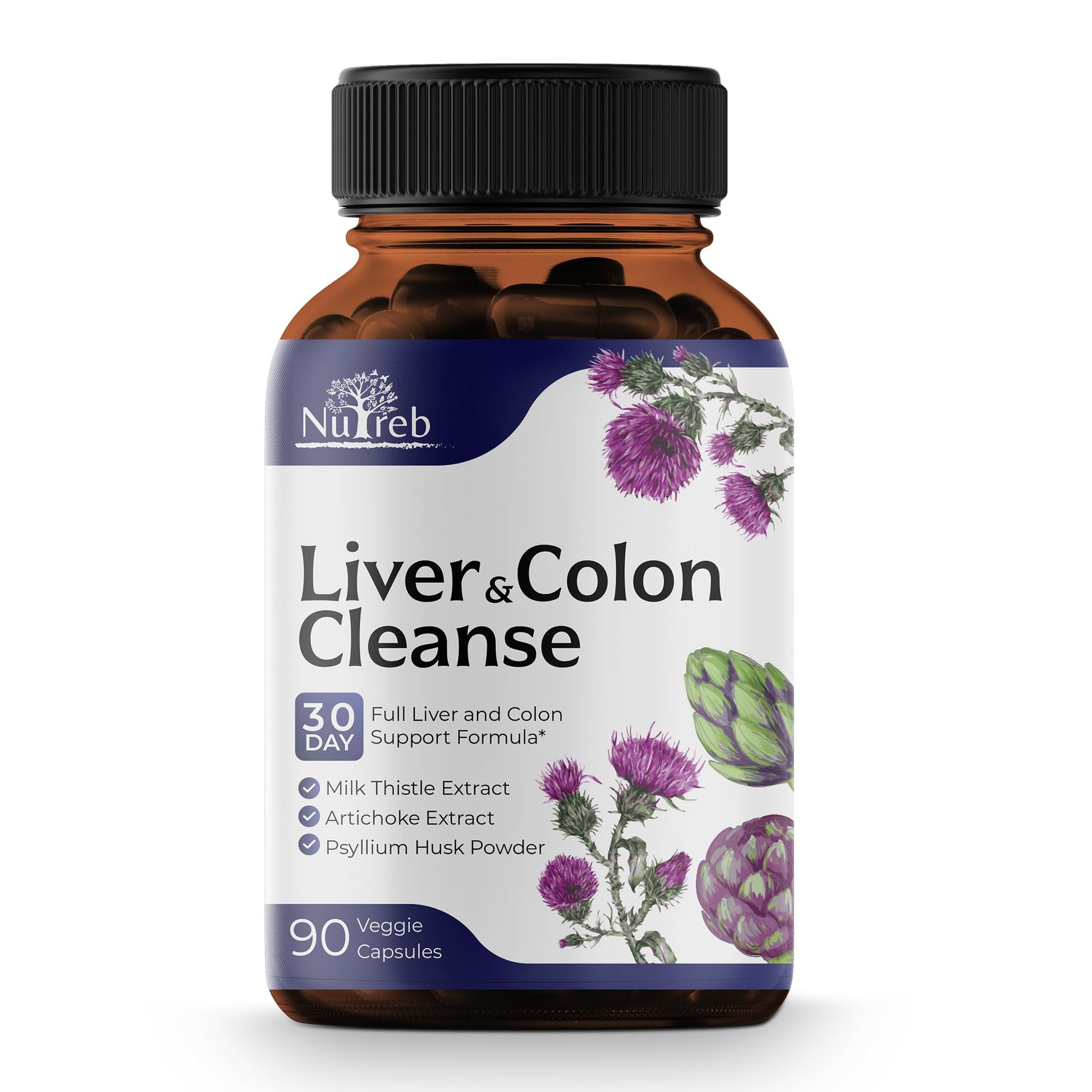 Liver Cleanse Detox & Repair with Colon Cleanse - Milk Thistle, Dandelion Root, Psyllium Husk Fiber Nutreb buy supplements canada