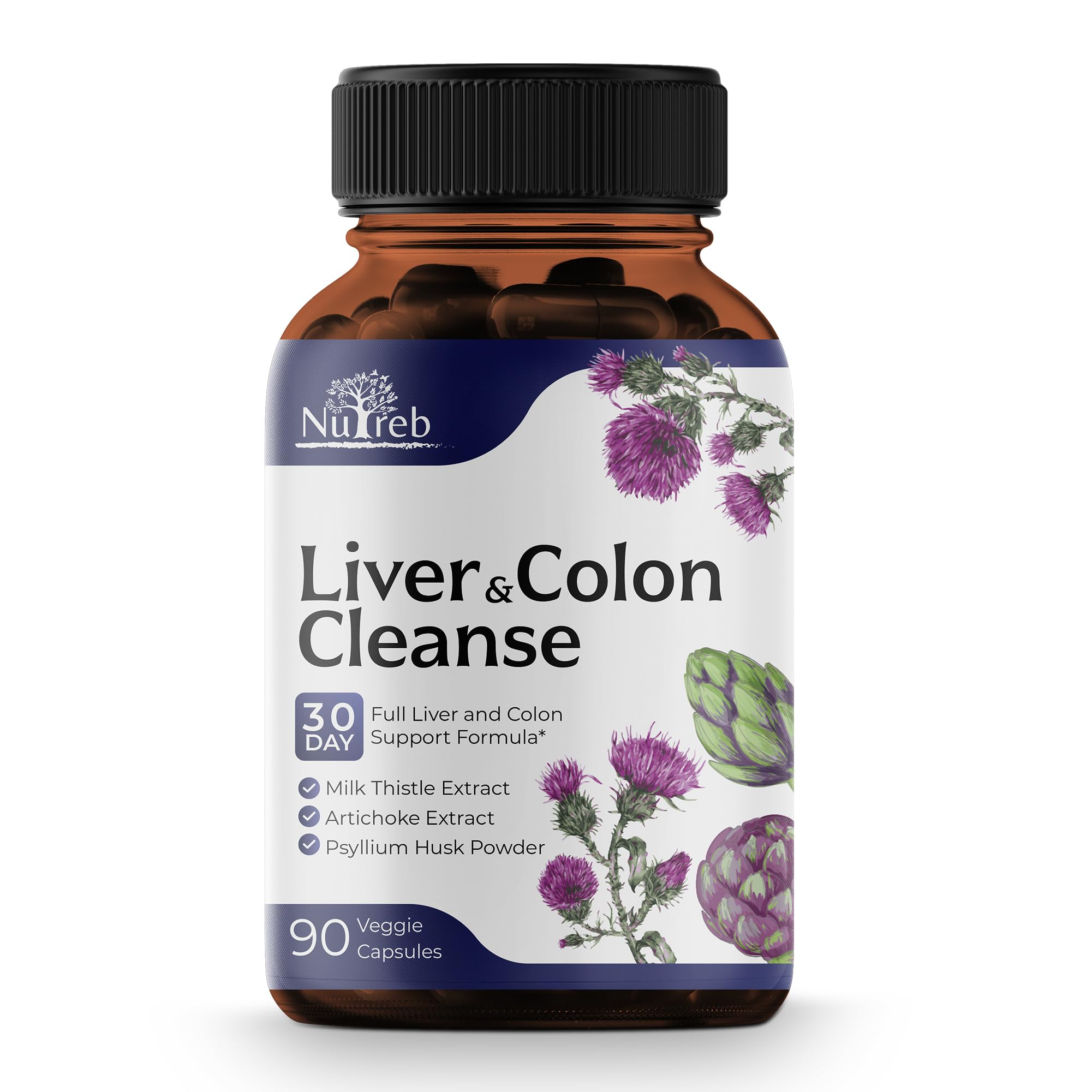 Liver Cleanse Detox & Repair with Colon Cleanse - Milk Thistle, Dandelion Root, Psyllium Husk Fiber Nutreb buy supplements canada