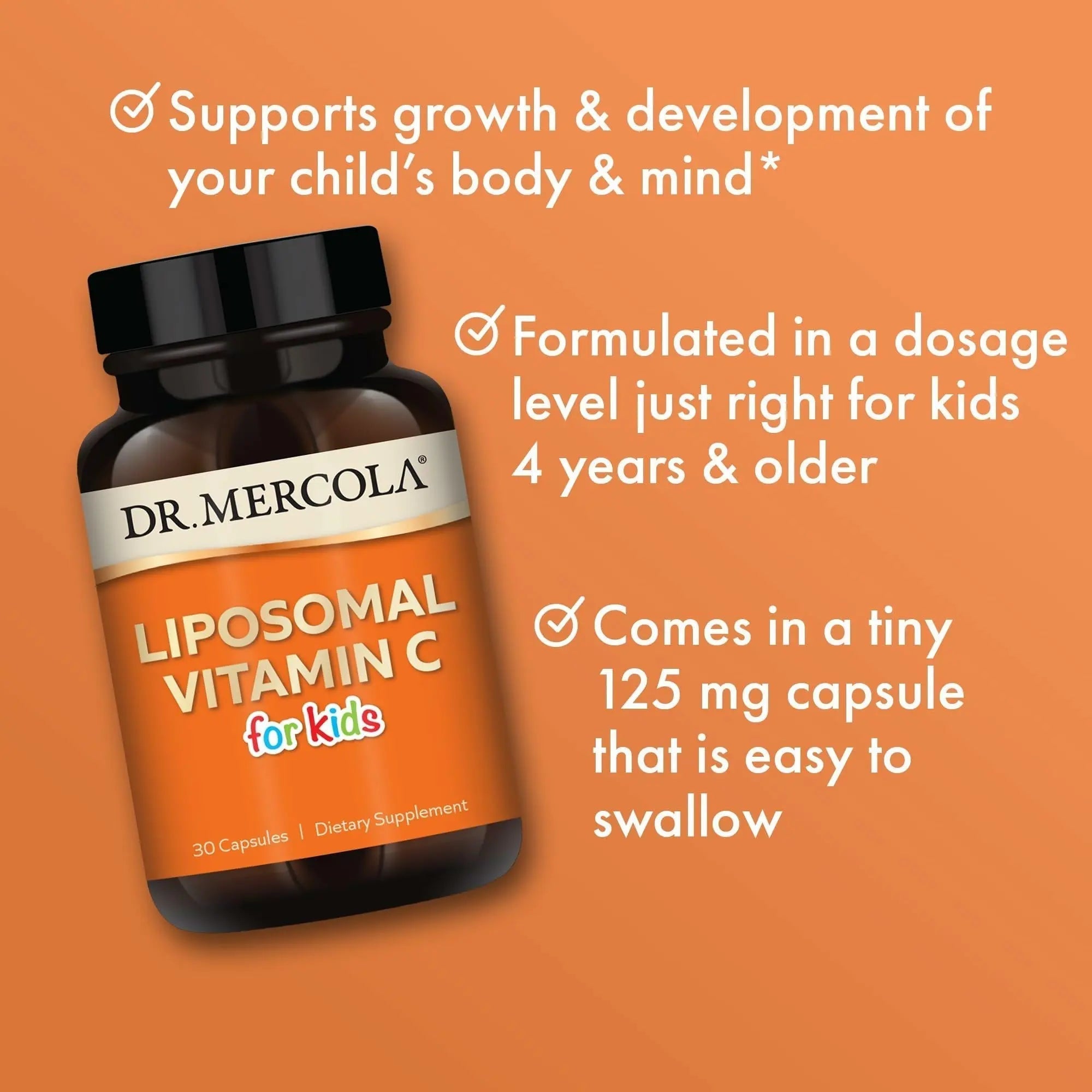 Dr. Mercola Liposomal Vitamin C for Kids - 125 mg Vitamin C - Supports Immune & Brain Function - Liposomal Delivery Dr. Mercola buy supplements canada