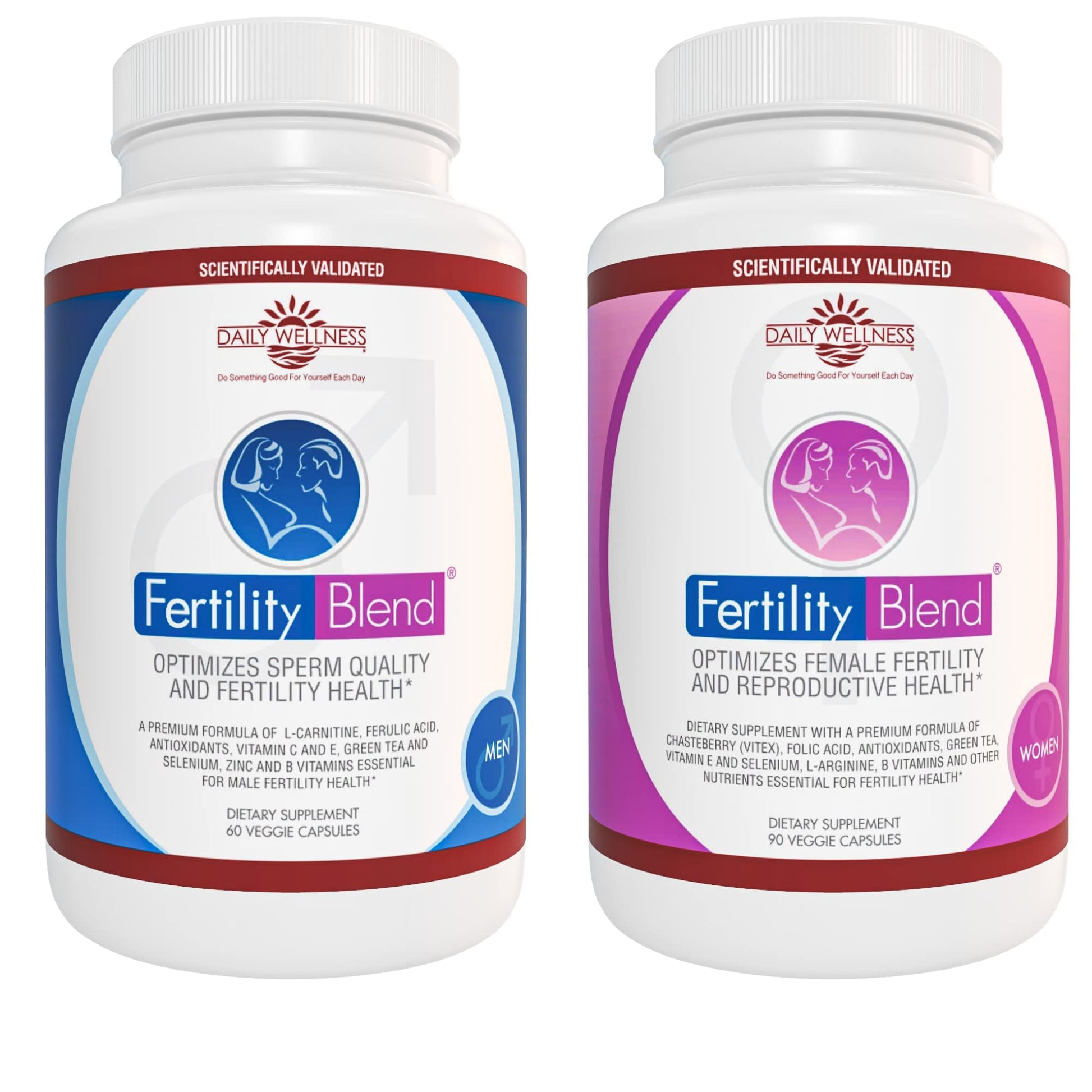 One Month Supply Each-FERTILITY BLEND Supplement for MEN (60 Tablets) and FERTILITY BLEND Supplement for WOMEN (90 Tablets).by The Daily Wellness Co. Fertility Blend buy supplements canada