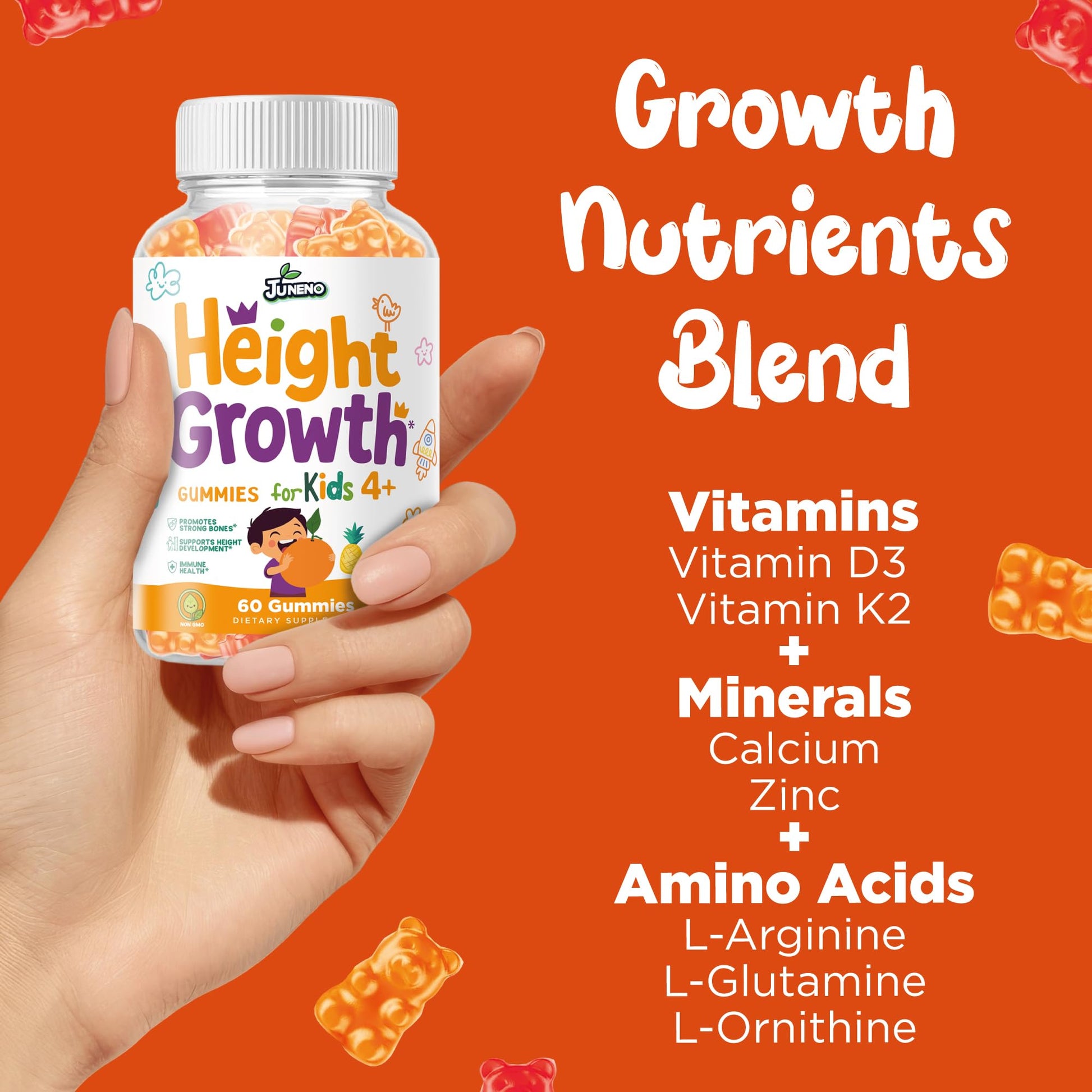 Juneno Height Growth Vitamins Supplement Gummies - Grow Taller for Teens Kids Boys Girls - Natural Height Increaser Maximizer Multivitamin Juneno buy supplements canada