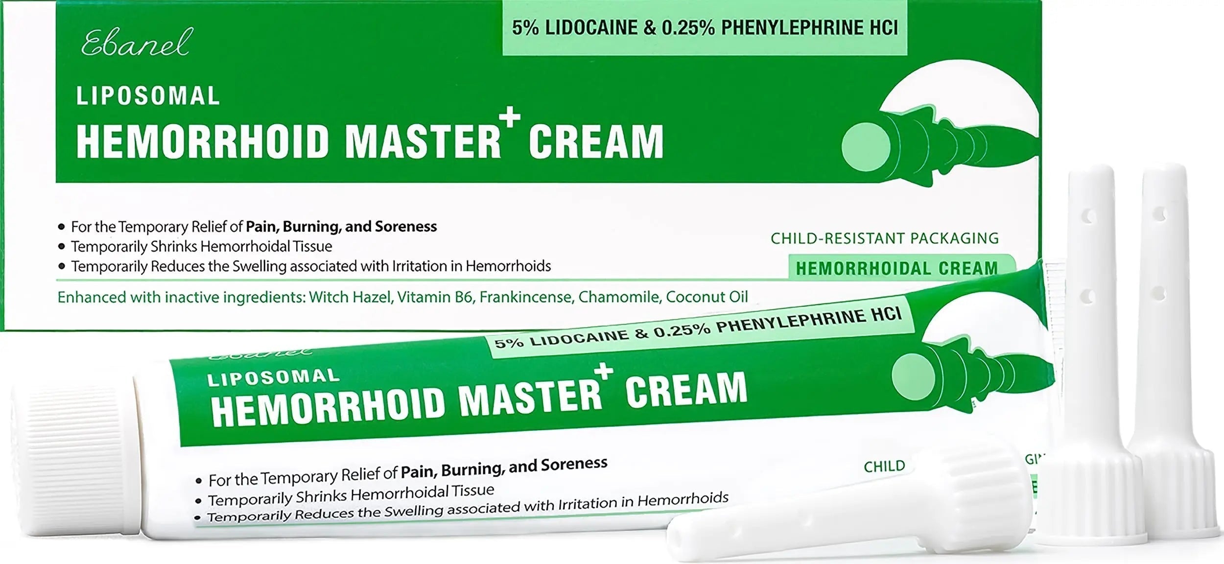Ebanel 5% Lidocaine Hemorrhoid Treatment Cream with Witch Hazel, Phenylephrine, Horse Chestnut, Vitamin B6, Zinc Oxide, External and Internal Hemorrhoids Treatment Burn Itch Pain Relief Anal Cream Ebanel buy supplements canada