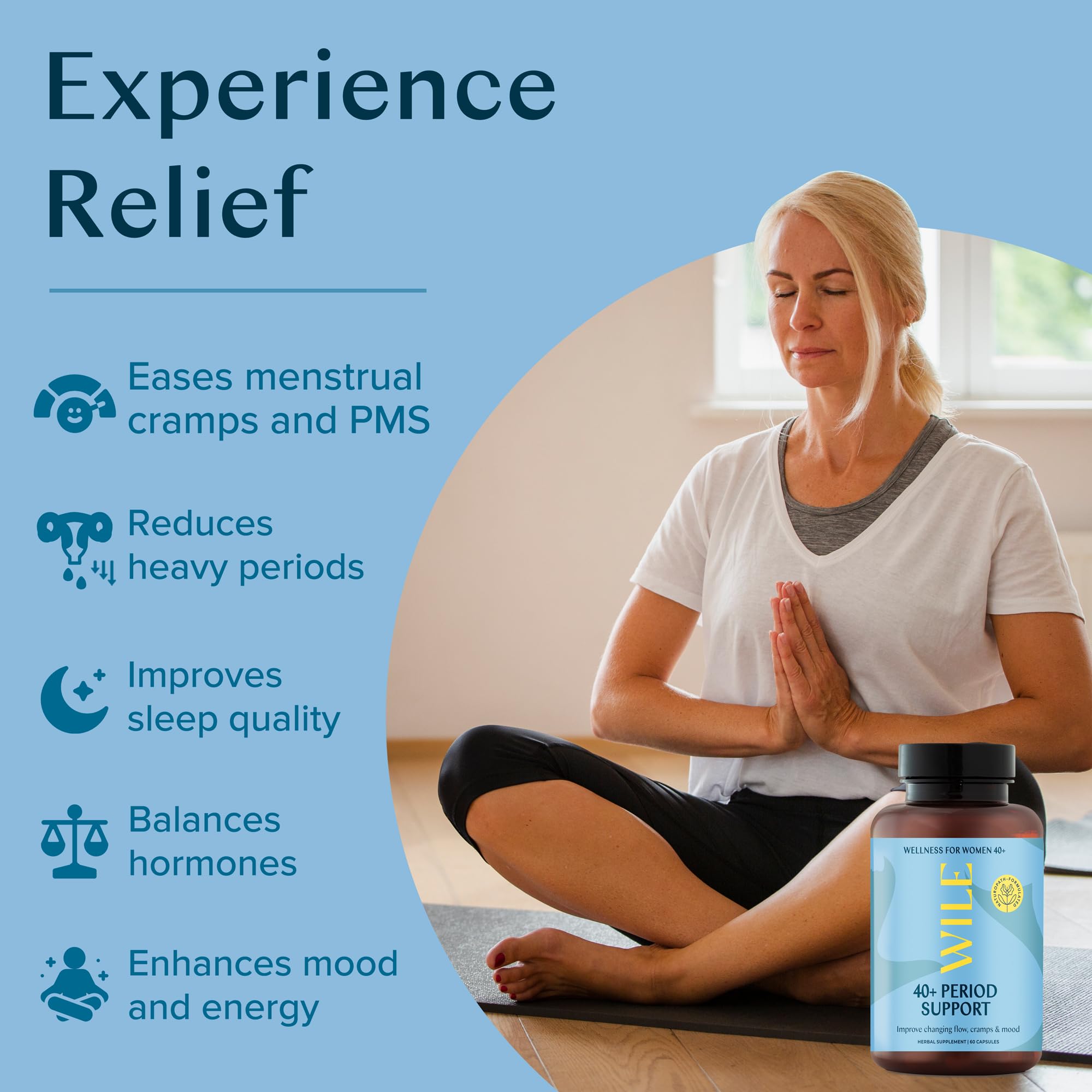 WILE Menopause and Perimenopause Supplements for Women - Menstrual Cramp, PMS and Heavy Period Relief with Dong Quai - Premenopausal Support for Hormone Balance & Improved Mood, Vegan, 30 Servings WILE buy supplements canada