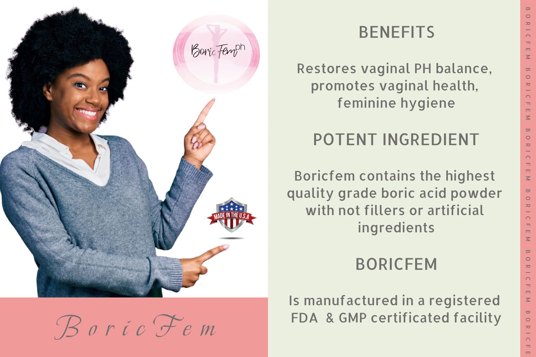 N'More Boric Acid Vaginal Suppositories- 100% Pure - Made in USA- Boricfem Vaginal Health Supplement N'More buy supplements canada