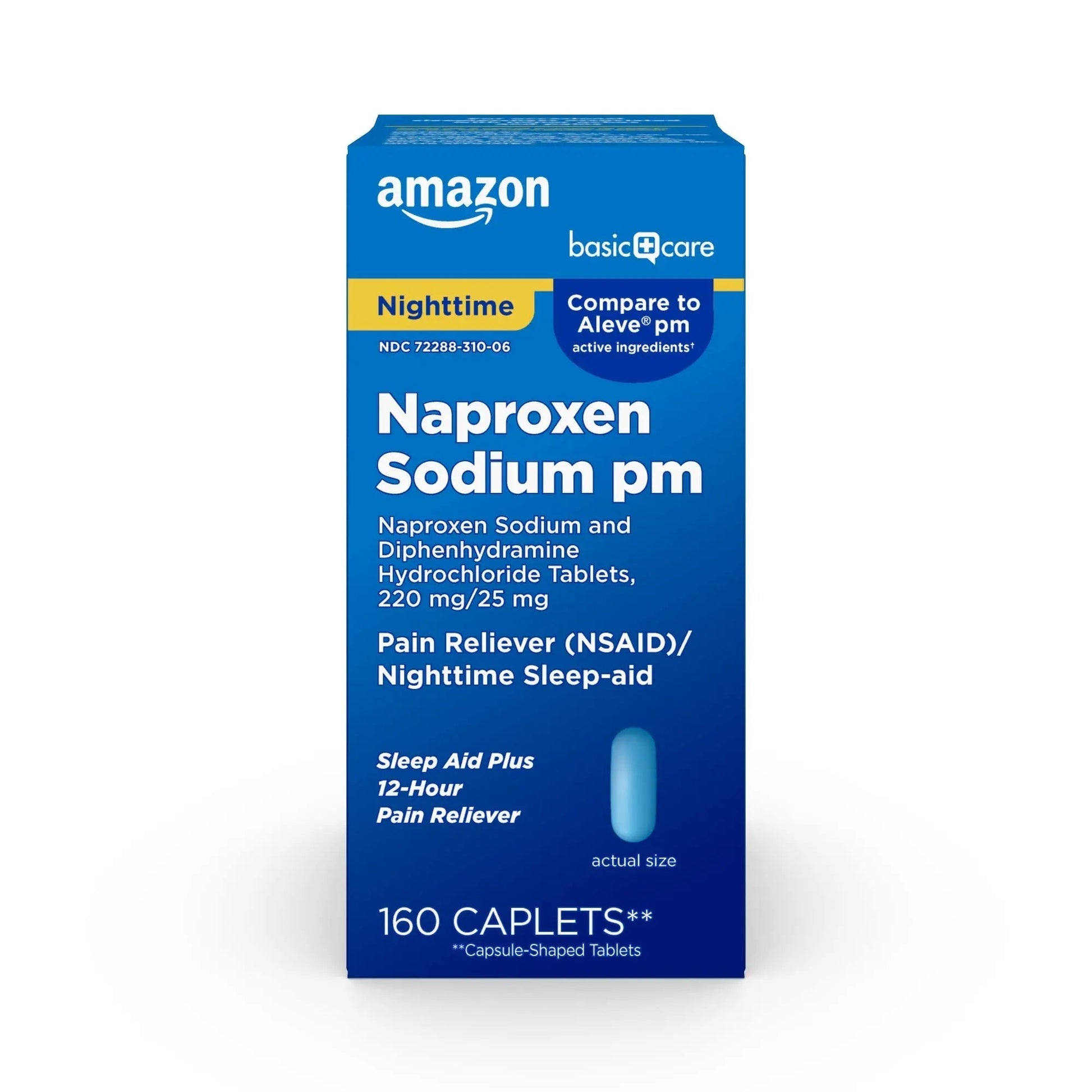 Amazon Basic Care All Night Pain Relief PM, Naproxen Sodium 220 mg/Diphenhydramine Hydrochloride 25 mg Tablets, Pain Reliever/Nighttime Sleep-Aid, 160 Count Amazon Basic Care buy supplements canada