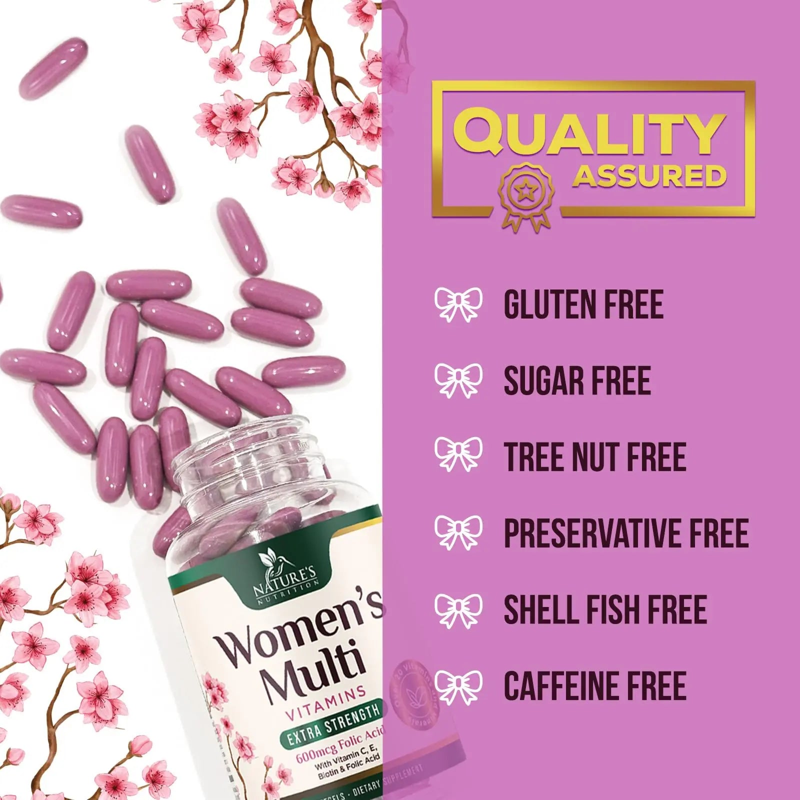 Multivitamin for Women - Complete Daily Womens Multivitamins with Calcium, Folic Acid, Vitamin A, C, D, E, & B Vitamins Nature's Nutrition buy supplements canada