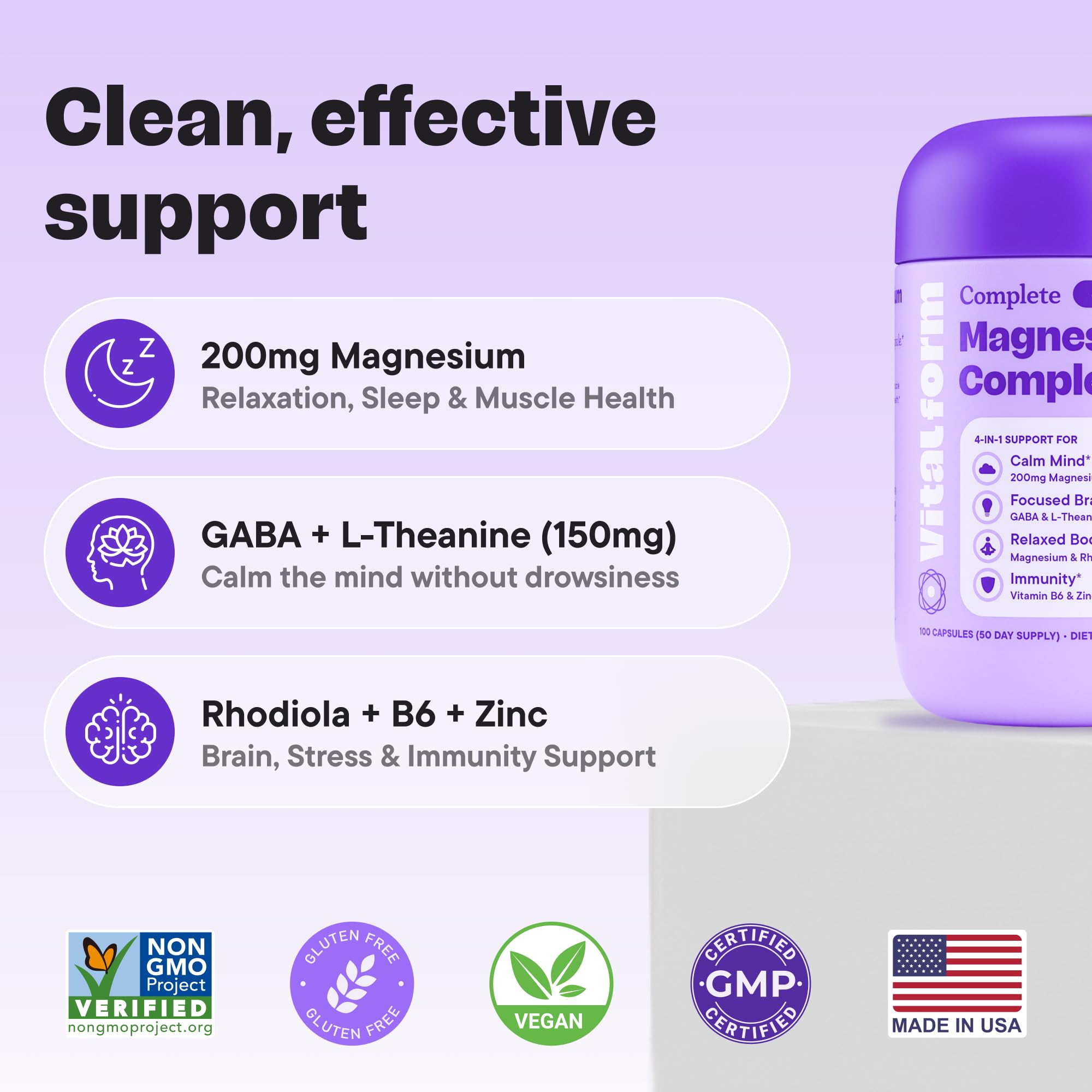 VitalForm Magnesium Glycinate Sleep Complex – Non-Habit Forming Support with L-Theanine, GABA, Zinc & Rhodiola – Promotes Relaxation, Calm & Muscle Recovery – Non-Melatonin – 100 Capsules VitalForm buy supplements canada