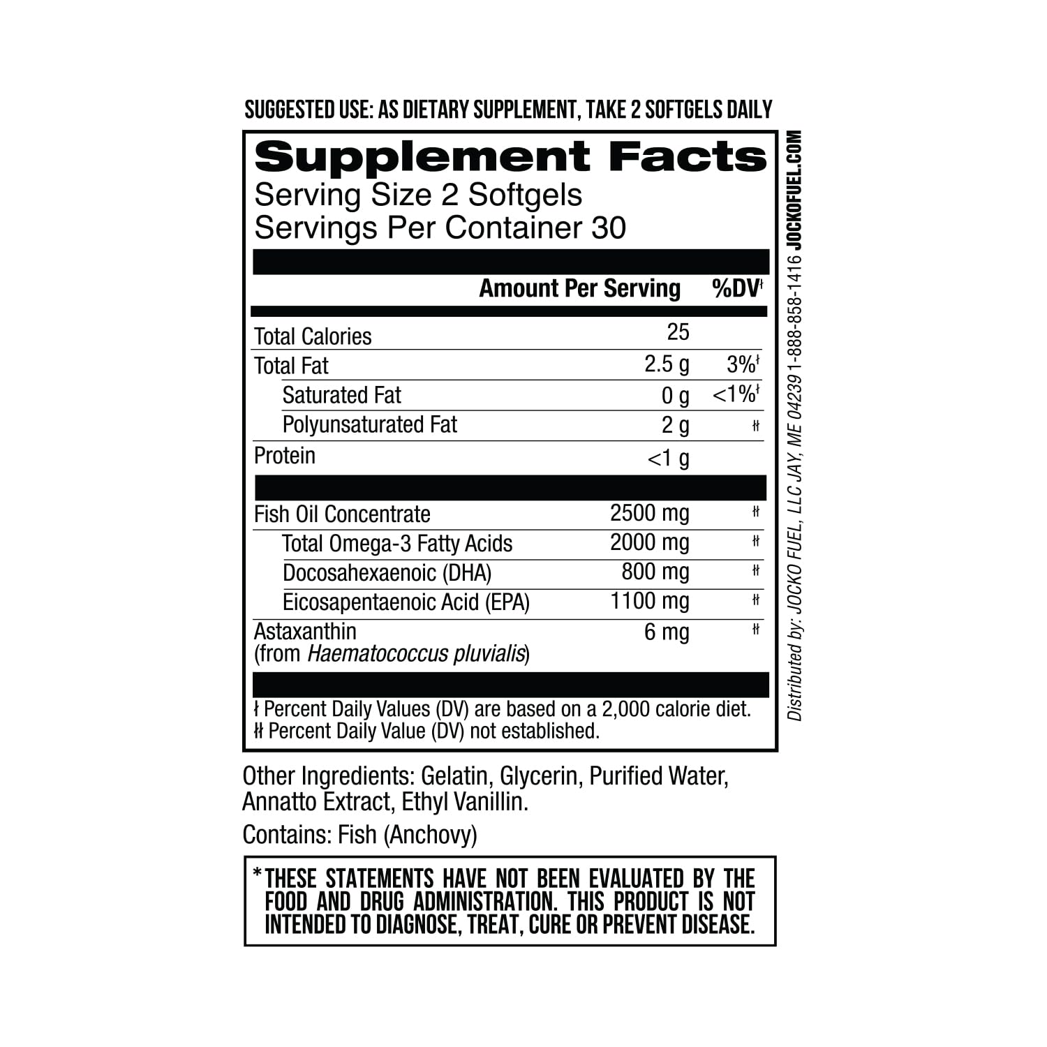 Jocko Fuel Omega 3 Fish Oil Supplement 2000mg - Burpless Fatty Acid Supplement, Wild Caught, Powerful Antioxidant with Astaxanthin (60 Capsules) Jocko Fuel buy supplements canada