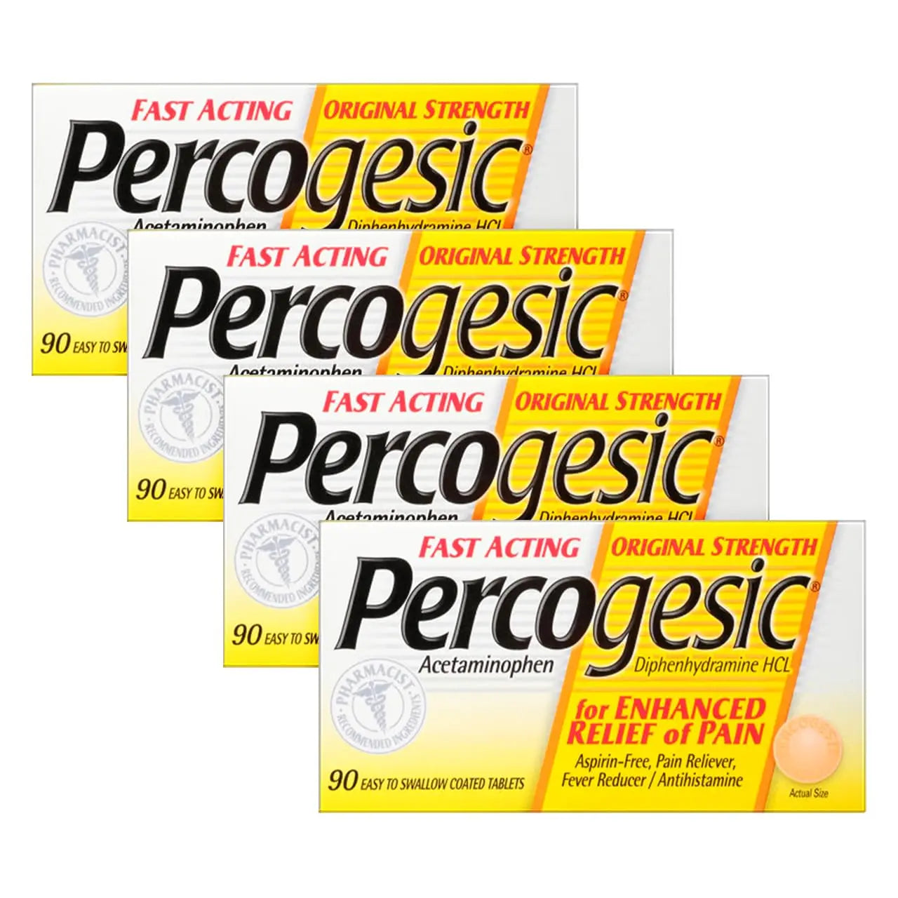 Percogesic Original Pain Relief | Aspirin Free Fast Acting Relief | 90 Coated Caplets (4 Pack) Percogesic buy supplements canada
