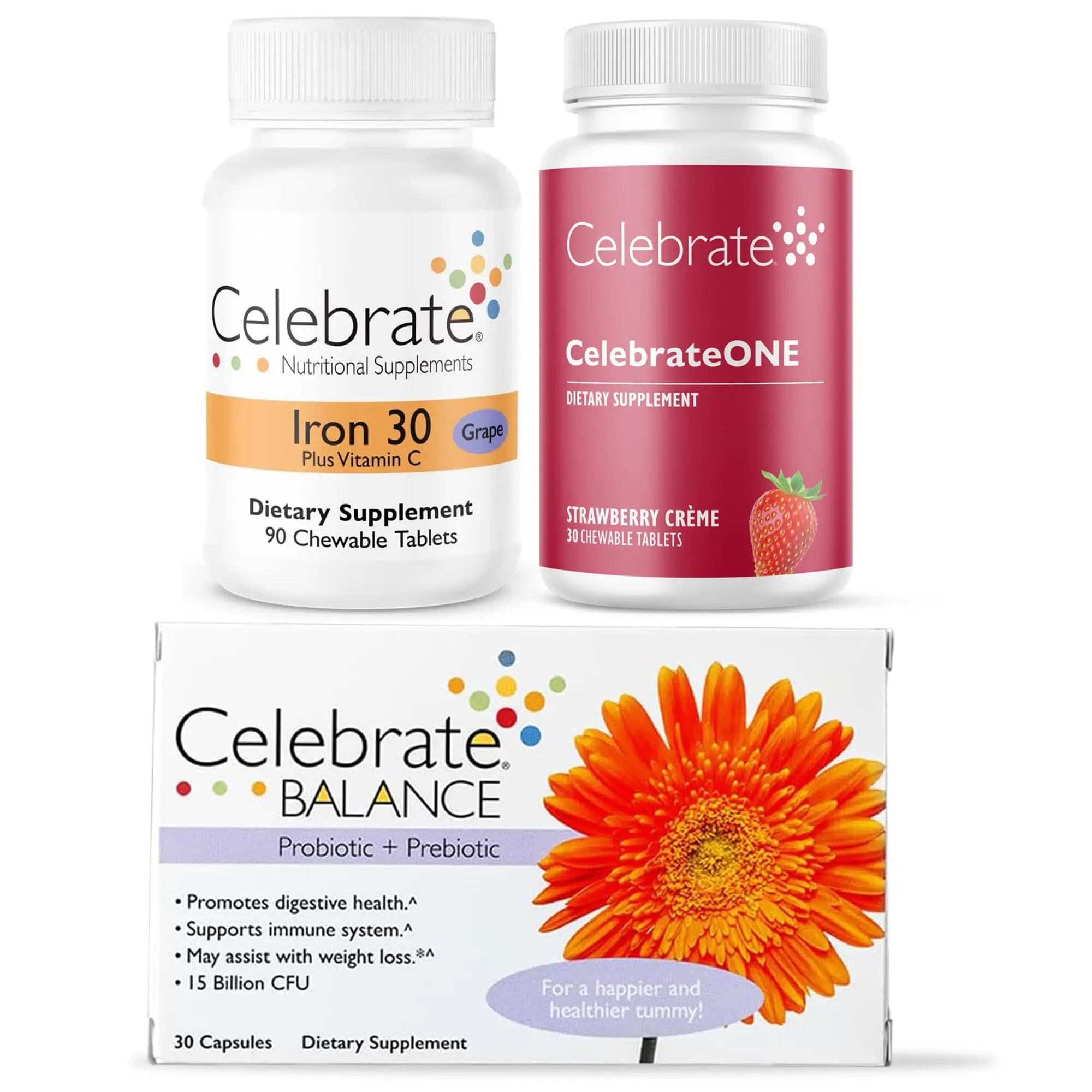 Celebrate Bariatric Essentials Bundle – CelebrateONE Multivitamin, Iron with Vitamin C Chewables, & Balance Probiotic + Prebiotic – Complete Nutritional & Digestive Support for WLS Patients Celebrate Bariatric Supplements buy supplements canada