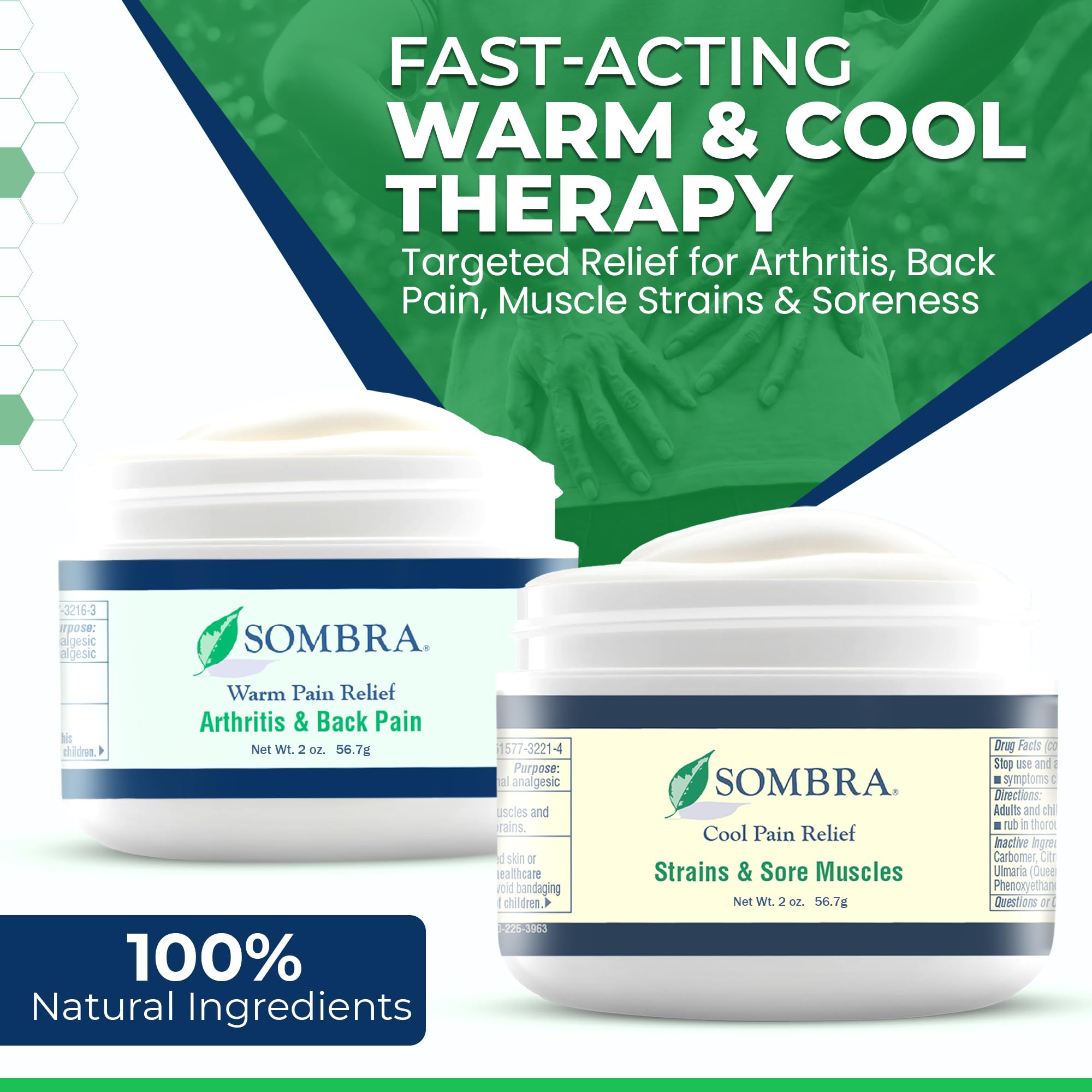 Sombra Warm & Cool Pain Relief Gel, Warm Relief for Arthritis and Chronic Pain Pre-Workout Muscle Rub, Cold for Swelling, Soreness, Post-Workout, Free of Artificial Fragrances, 2oz Per Jar Sombra buy supplements canada