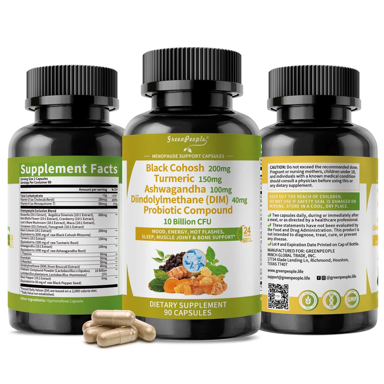 GREENPEOPLE Menopause Supplements for Women - Black Cohosh & Ashwagandha for Hot Flashes, Night Sweats, Mood Swings, Hormonal Balance Support,10 Billion CFU Probiotic - 120 Capsules Vegan Gluten-Free GREENPEOPLE buy supplements canada