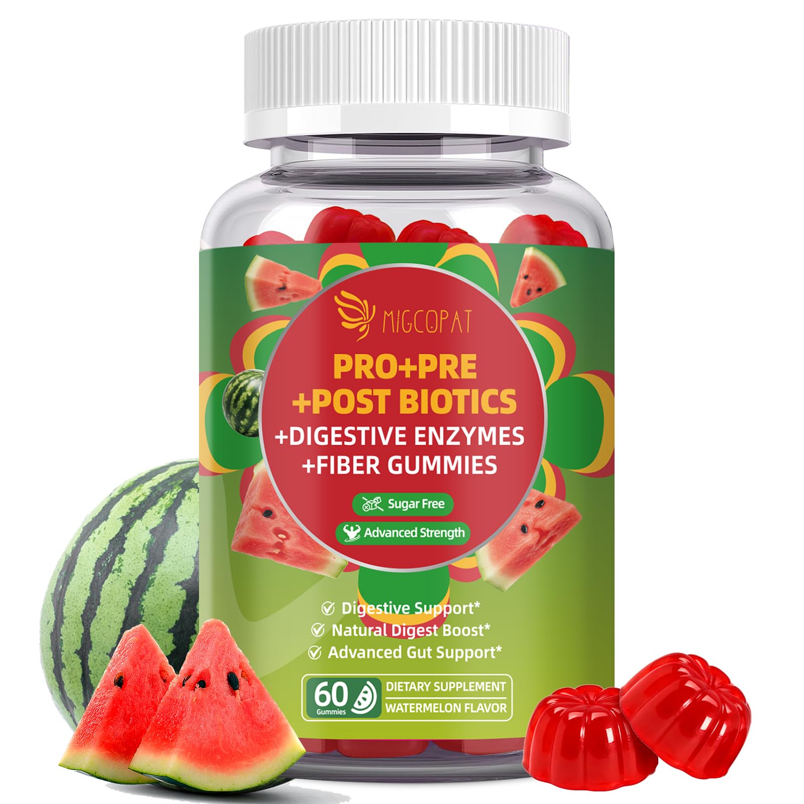 Migcopat Pre Post Probiotics Gummies, Probiotic Prebiotic Postbiotic Digestive Enzymes with Fiber, 120 Billion CFU Probiotics - Digestive Health Migcopat buy supplements canada