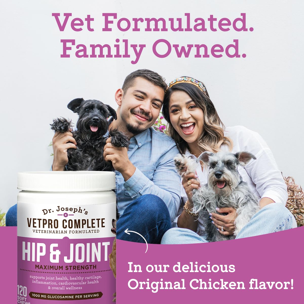 Dr. Joseph's VetPro Complete Dog Hip & Joint Supplement for Arthritis Pain Relief – High-Strength Glucosamine & Chondroitin Chews for Senior Dogs – Vet Formulated Daily Treats, Chicken Flavor, 60 Ct VetPro Complete buy supplements canada