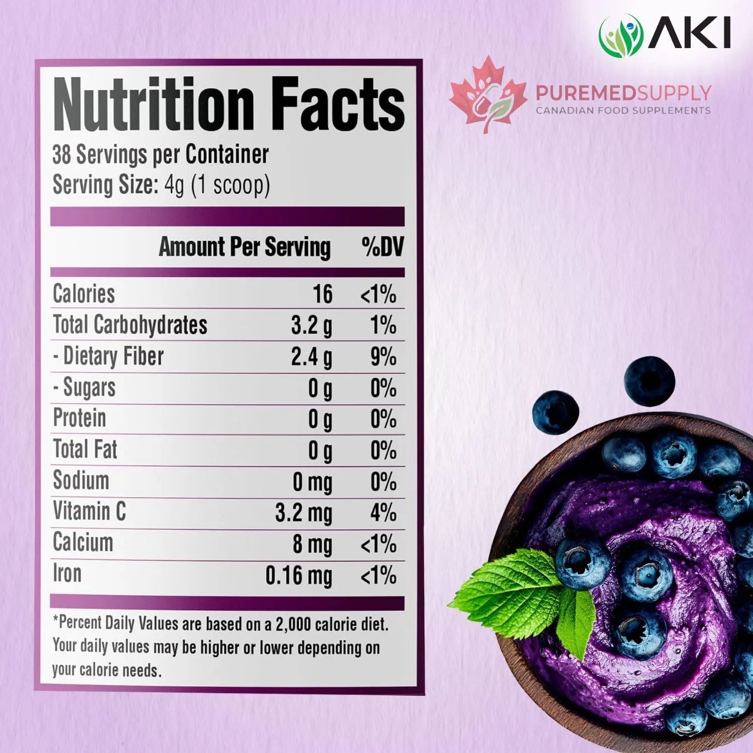 AKI Maqui Berry Extract Powder – Wild Harvested from Patagonia, High in Anthocyanins & Polyphenols, Freeze-Dried Superfruit for Smoothies, Non-GMO, Vegan, 150g/ 5.3 oz AKI ORGANIC buy supplements canada