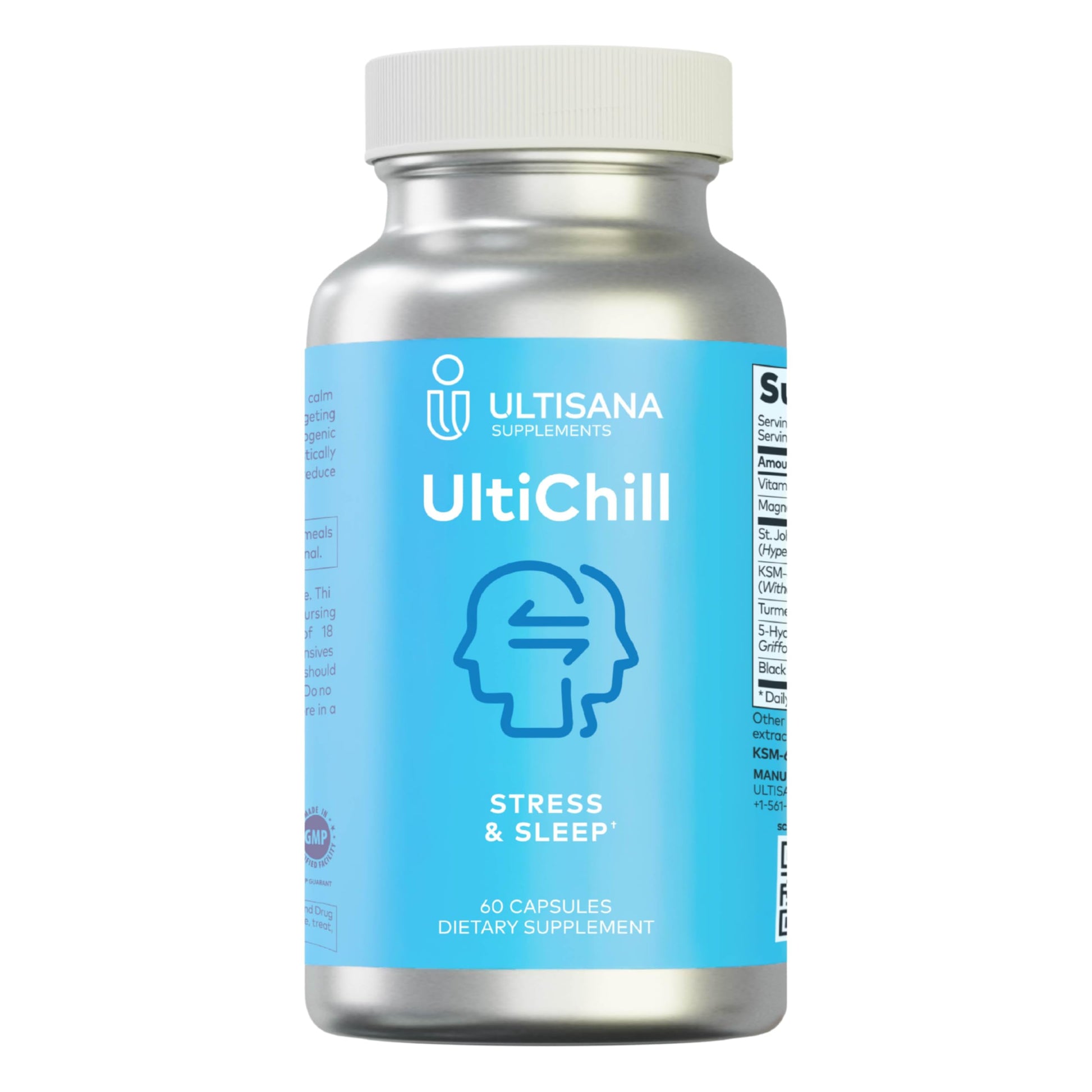 Ultisana UltiChill Stress Relief Supplement, Non-Drowsy | for Enhanced Mood, Immune Booster & Sleep Support | Magnesium Glycinate, Vitamin B6, KSM-66 Ashwagandha, Turmeric & 5-HTP | Non-GMO, 60 Count Ultisana buy supplements canada
