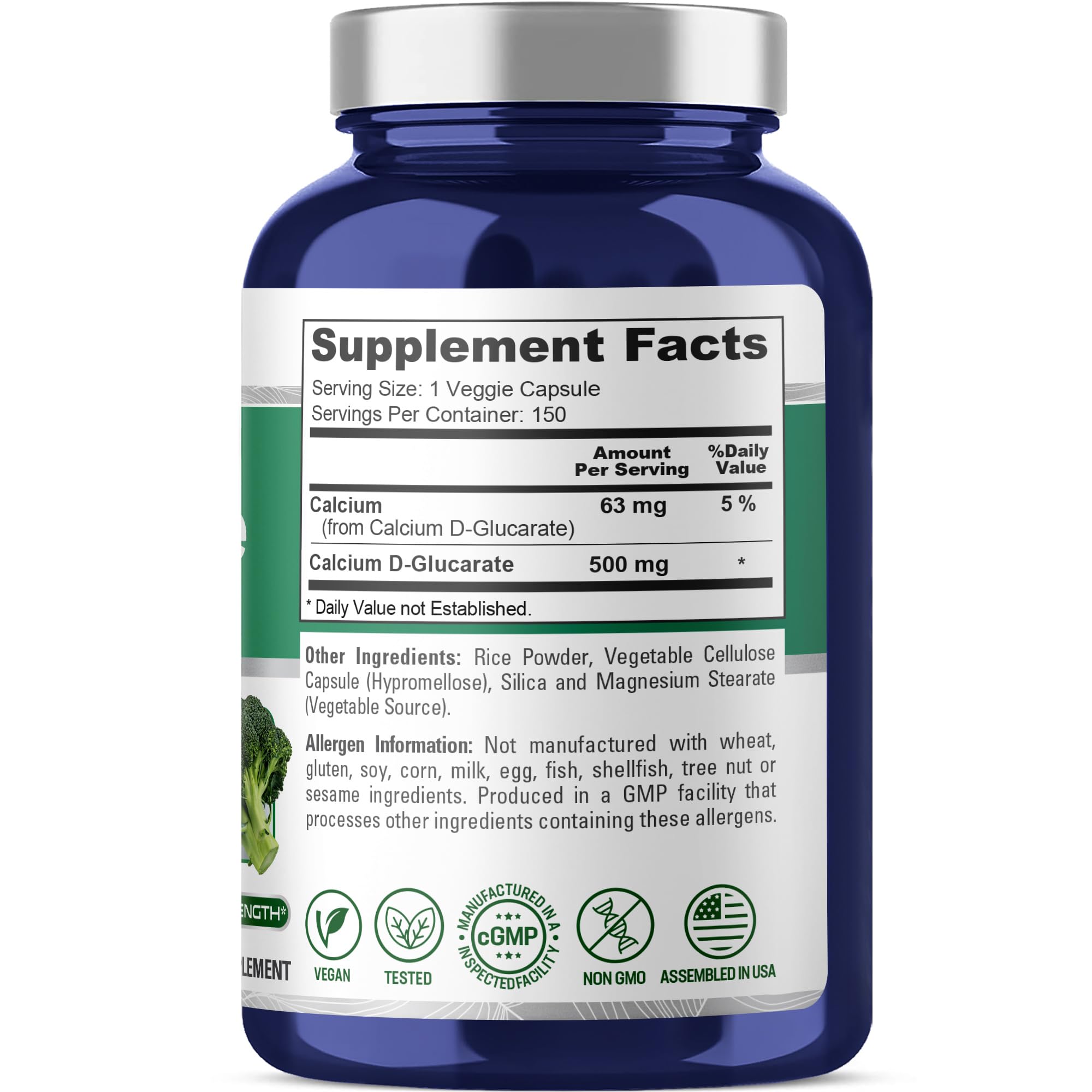 NusaPure Calcium D-Glucarate 500 mg 150 Veggie Caps, Vegan, Non-GMO, Gluten-Free NusaPure buy supplements canada