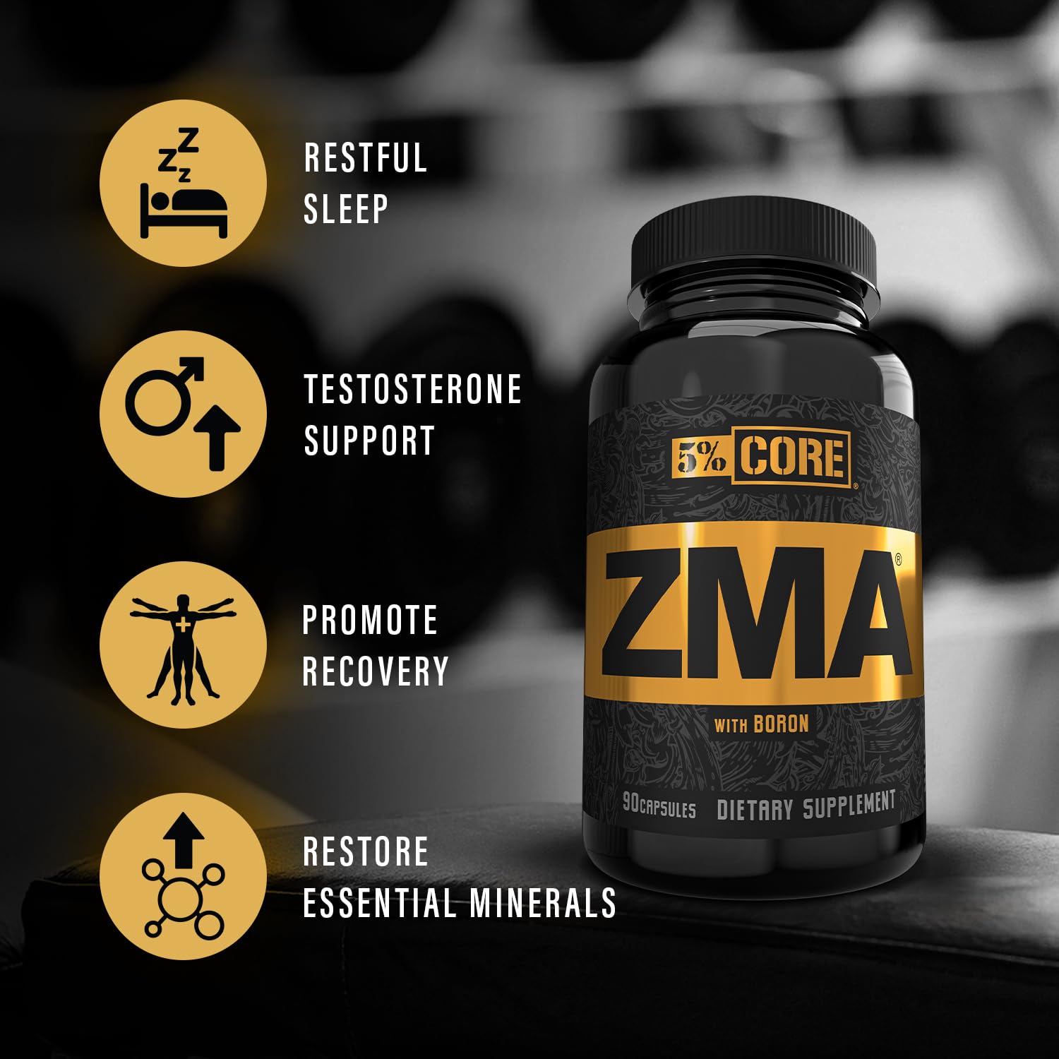5% Nutrition Core ZMA (with Boron) | Promotes Recovery by Restoring Levels of Zinc, Magnesium & Vitamin B-6 (90 Capsules) 5% Nutrition buy supplements canada